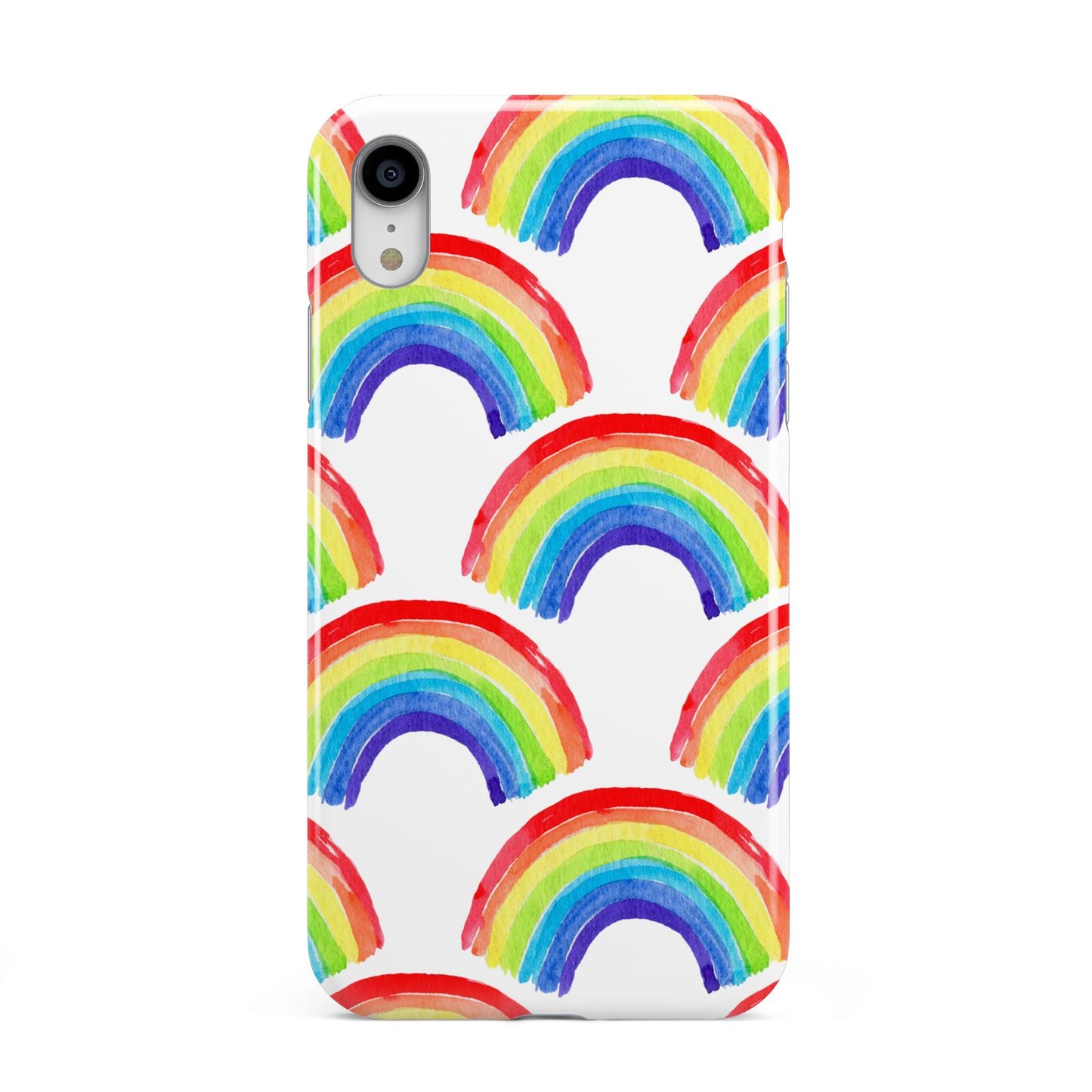 Rainbow Apple iPhone XR White 3D Tough Case