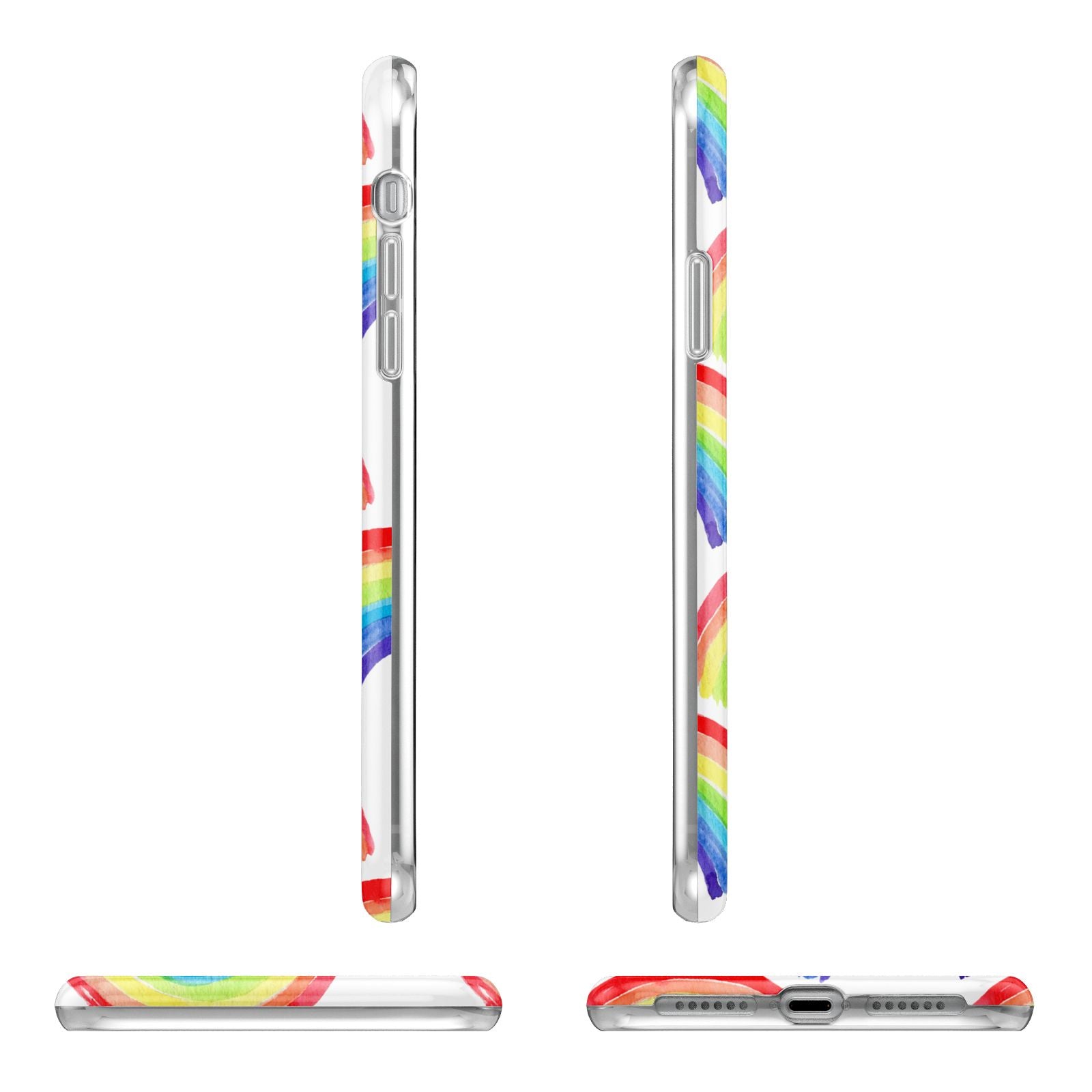 Rainbow Apple iPhone XR in White with 3D Wrap Tough Case Alternative Image Angles