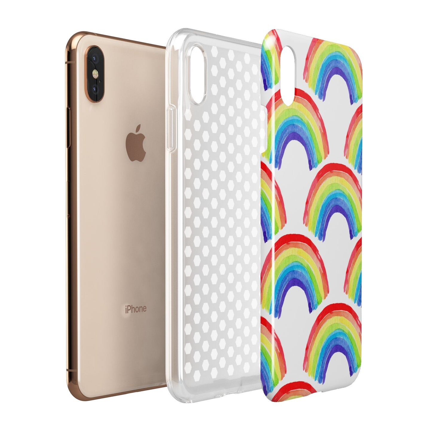 Rainbow Apple iPhone Xs Max 3D Tough Case Expanded View