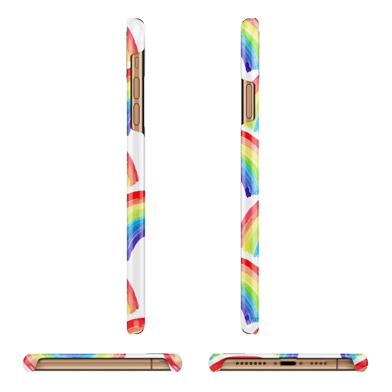 Rainbow Apple iPhone Xs Max 3D Wrap Snap Case Angled Images