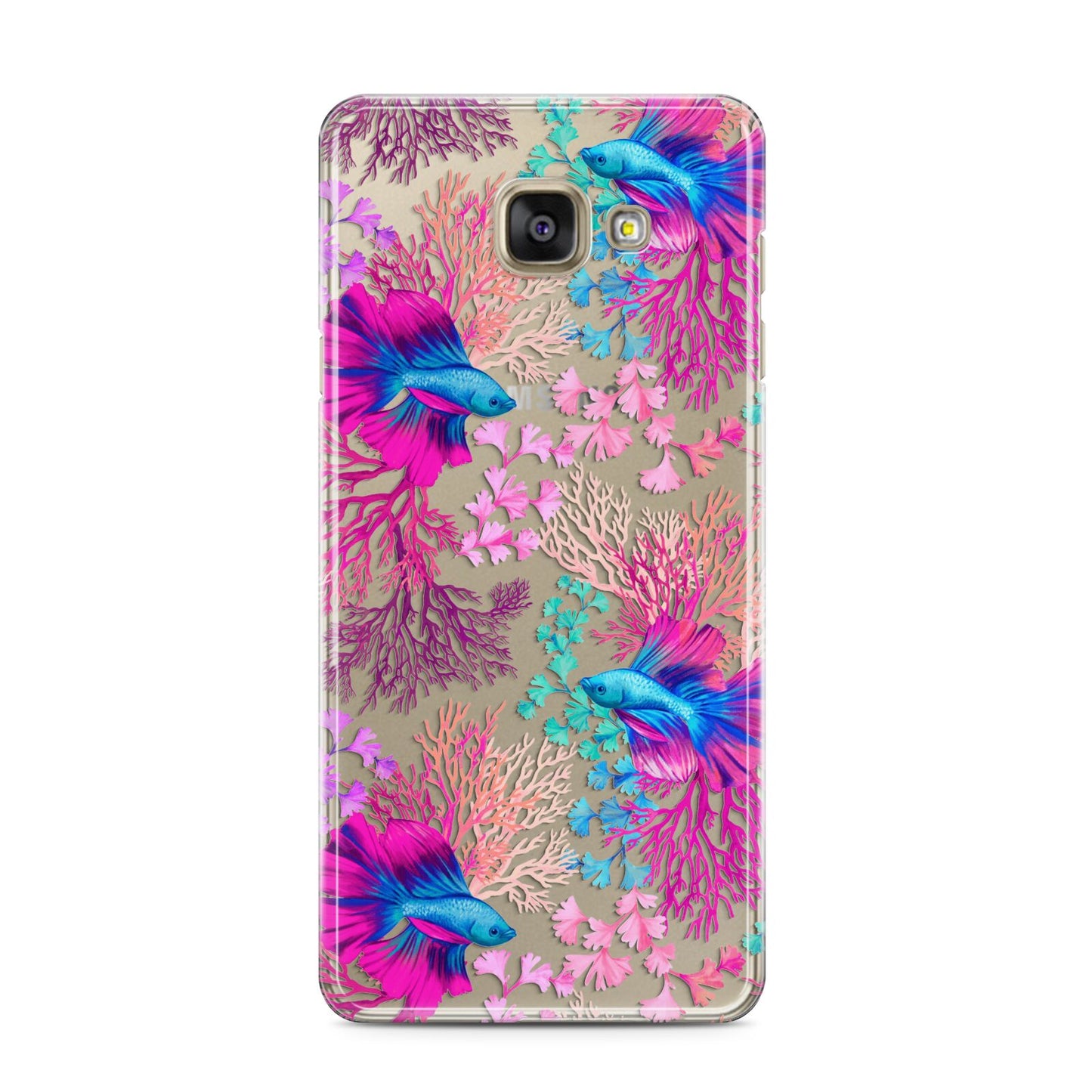 Rainbow Fish Samsung Galaxy A3 2016 Case on gold phone