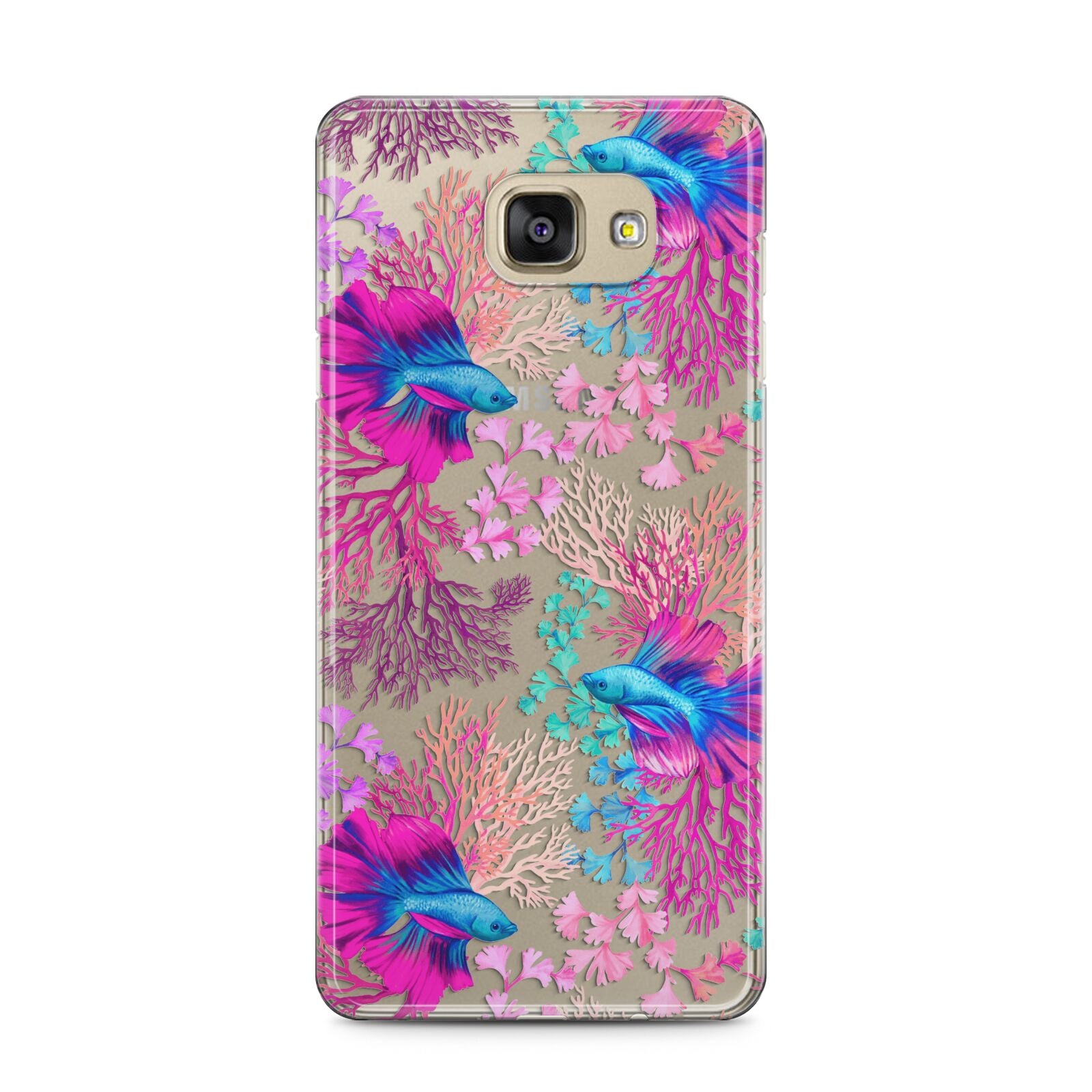 Rainbow Fish Samsung Galaxy A5 2016 Case on gold phone