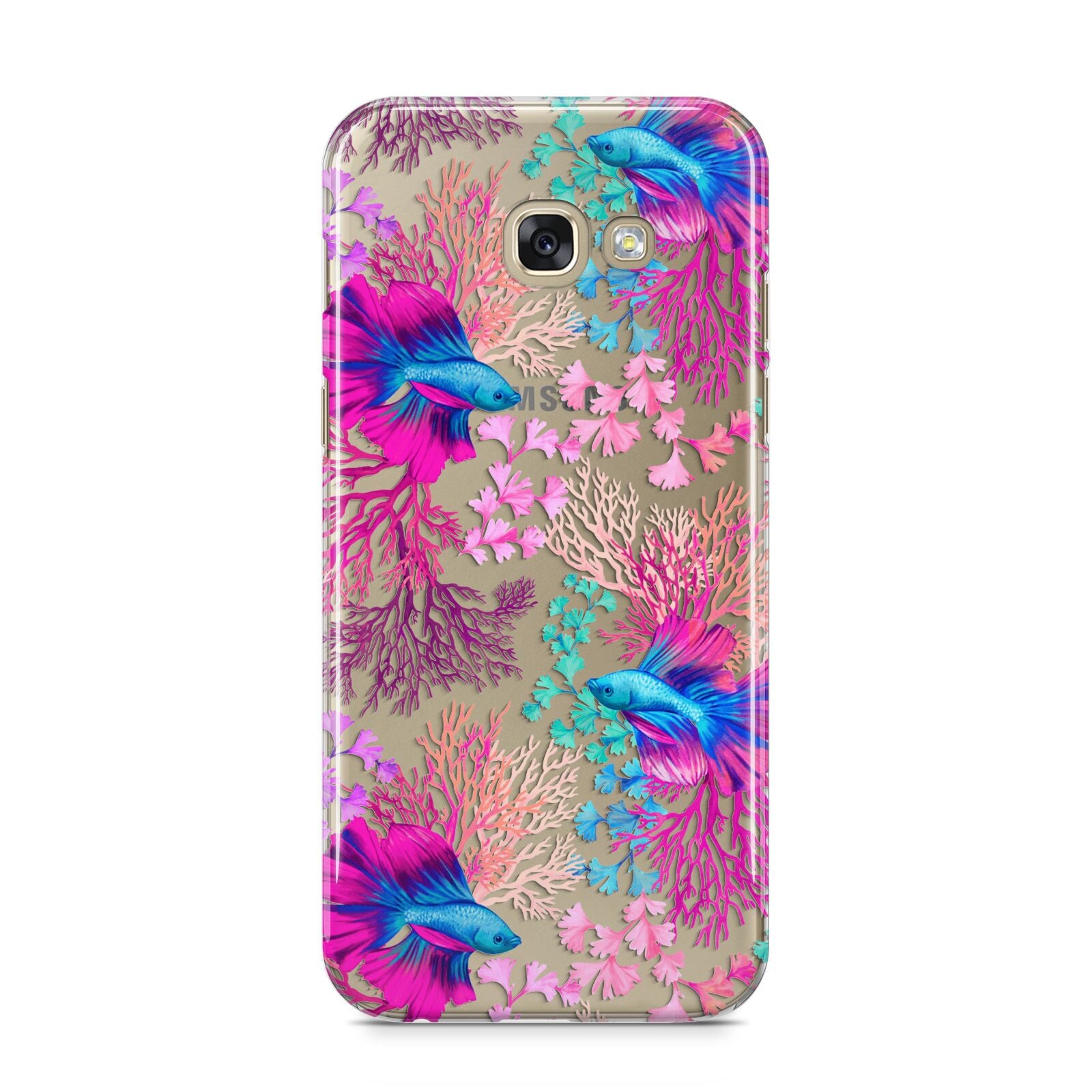 Rainbow Fish Samsung Galaxy A5 2017 Case on gold phone