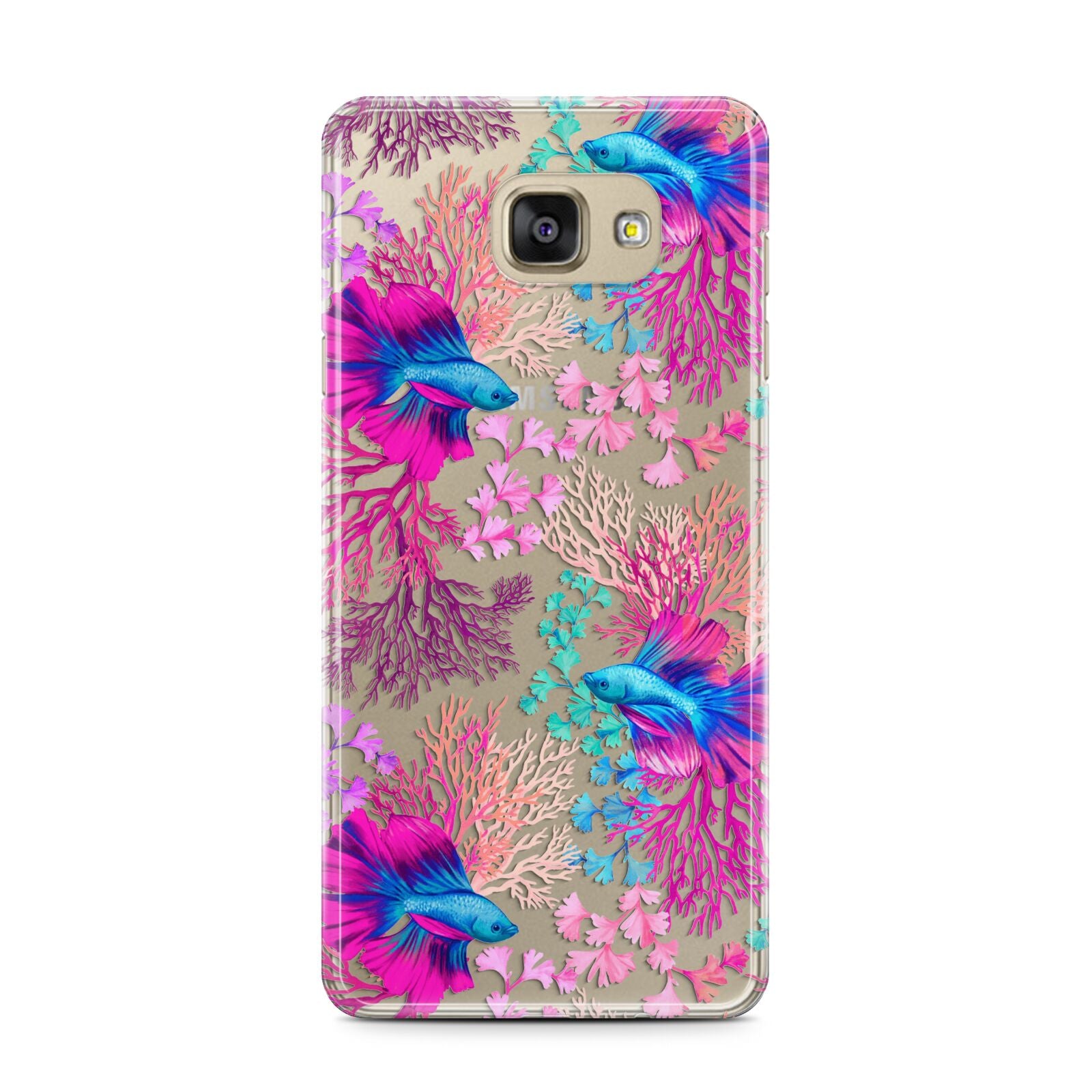 Rainbow Fish Samsung Galaxy A7 2016 Case on gold phone