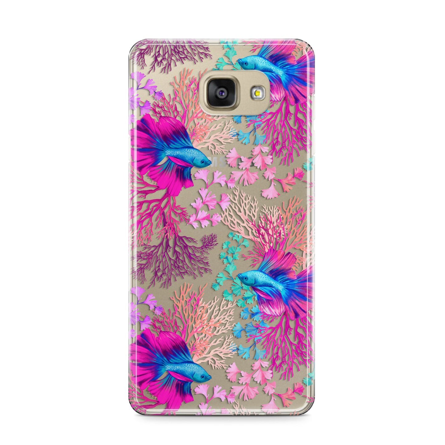 Rainbow Fish Samsung Galaxy A9 2016 Case on gold phone