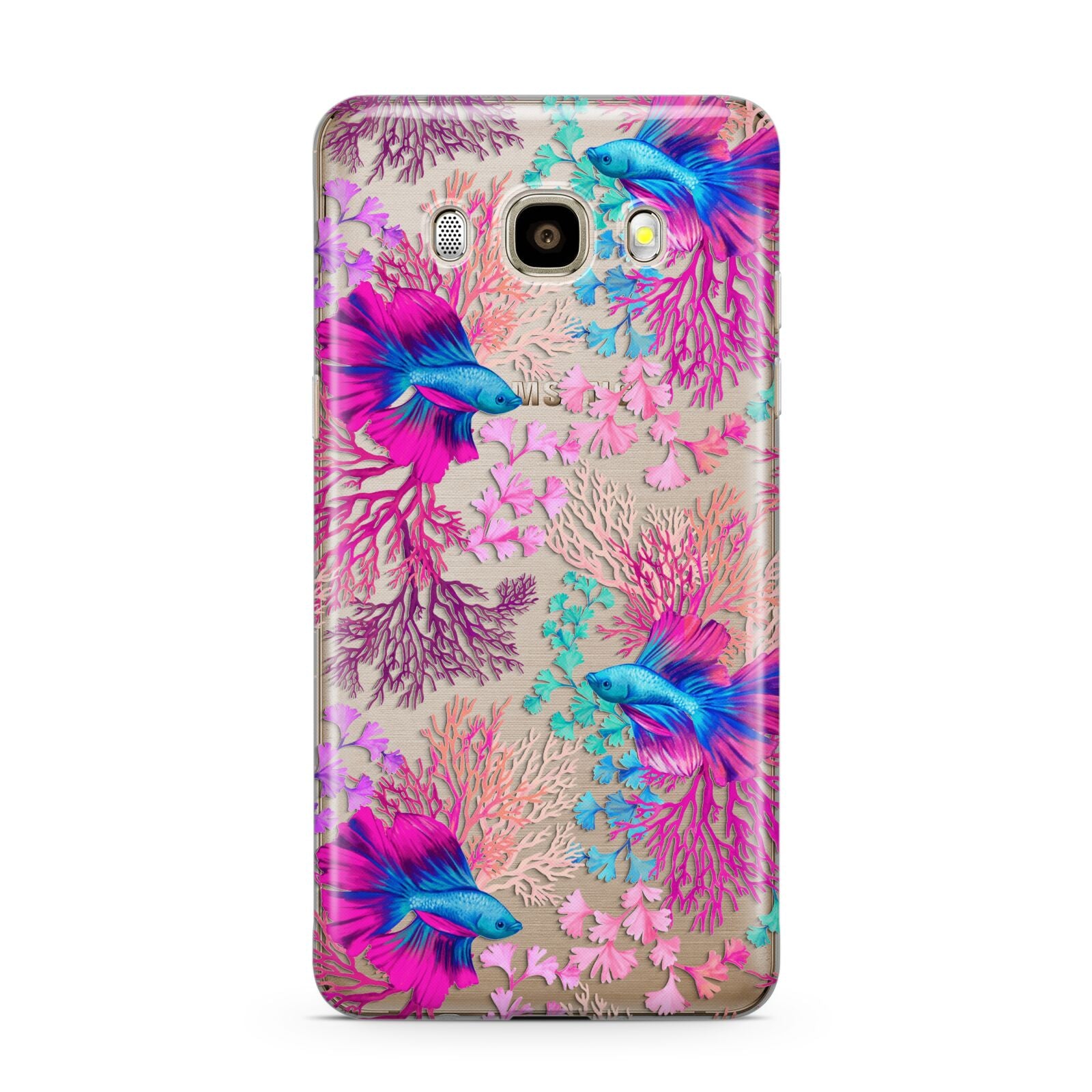 Rainbow Fish Samsung Galaxy J7 2016 Case on gold phone