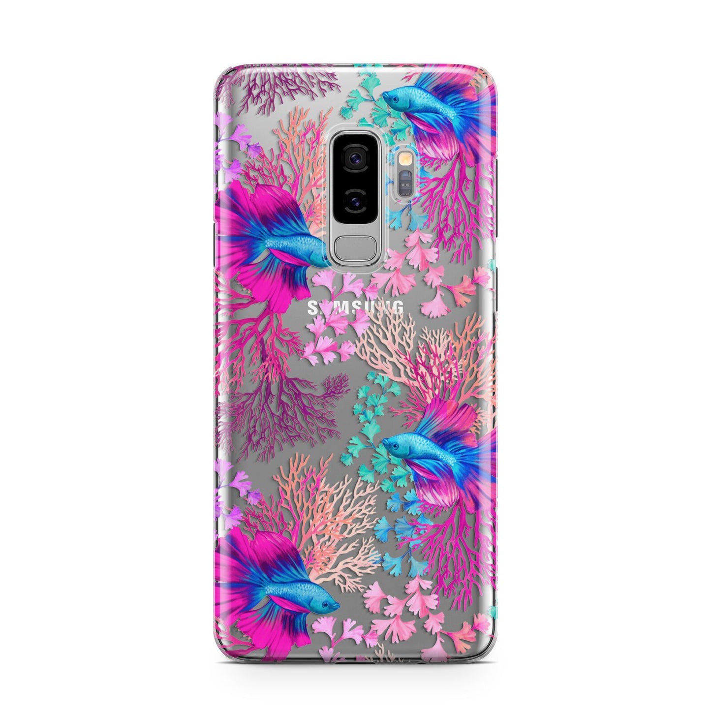 Rainbow Fish Samsung Galaxy S9 Plus Case on Silver phone