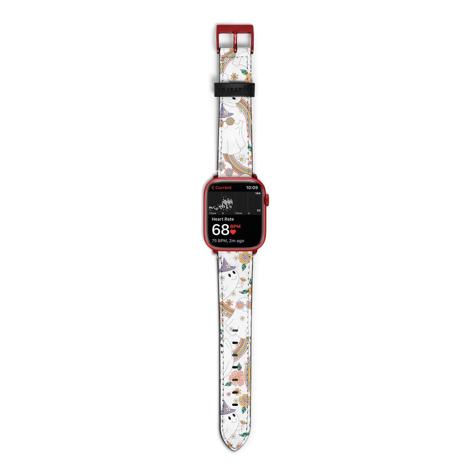 Rainbow Ghost Apple Watch Strap Size 38mm with Red Hardware