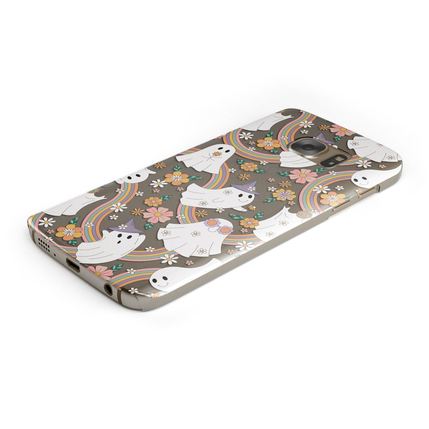 Rainbow Ghost Protective Samsung Galaxy Case Angled Image