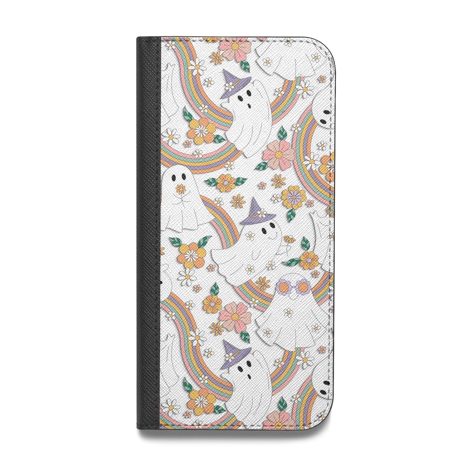 Rainbow Ghost Vegan Leather Flip iPhone Case