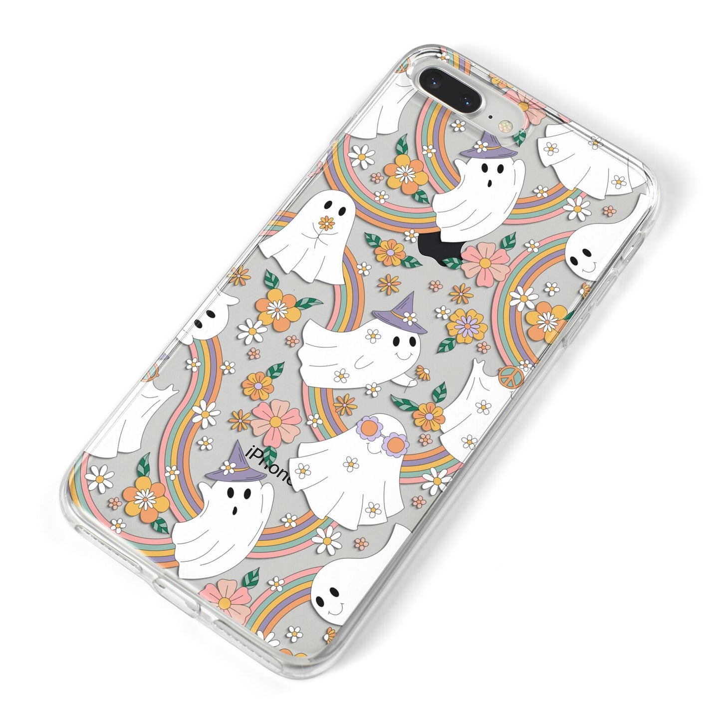 Rainbow Ghost iPhone 8 Plus Bumper Case on Silver iPhone Alternative Image