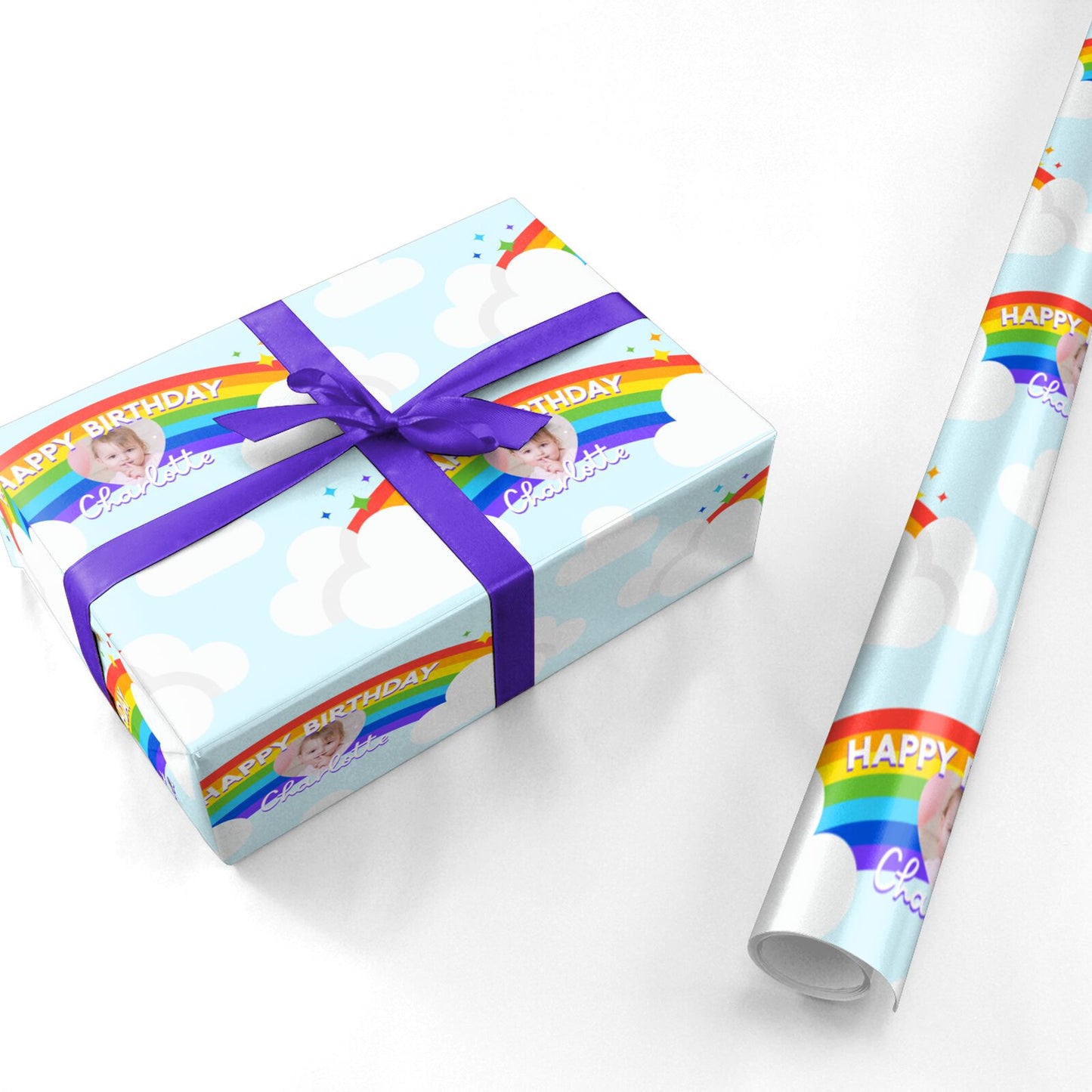 Rainbow Happy Birthday Personalised Personalised Wrapping Paper