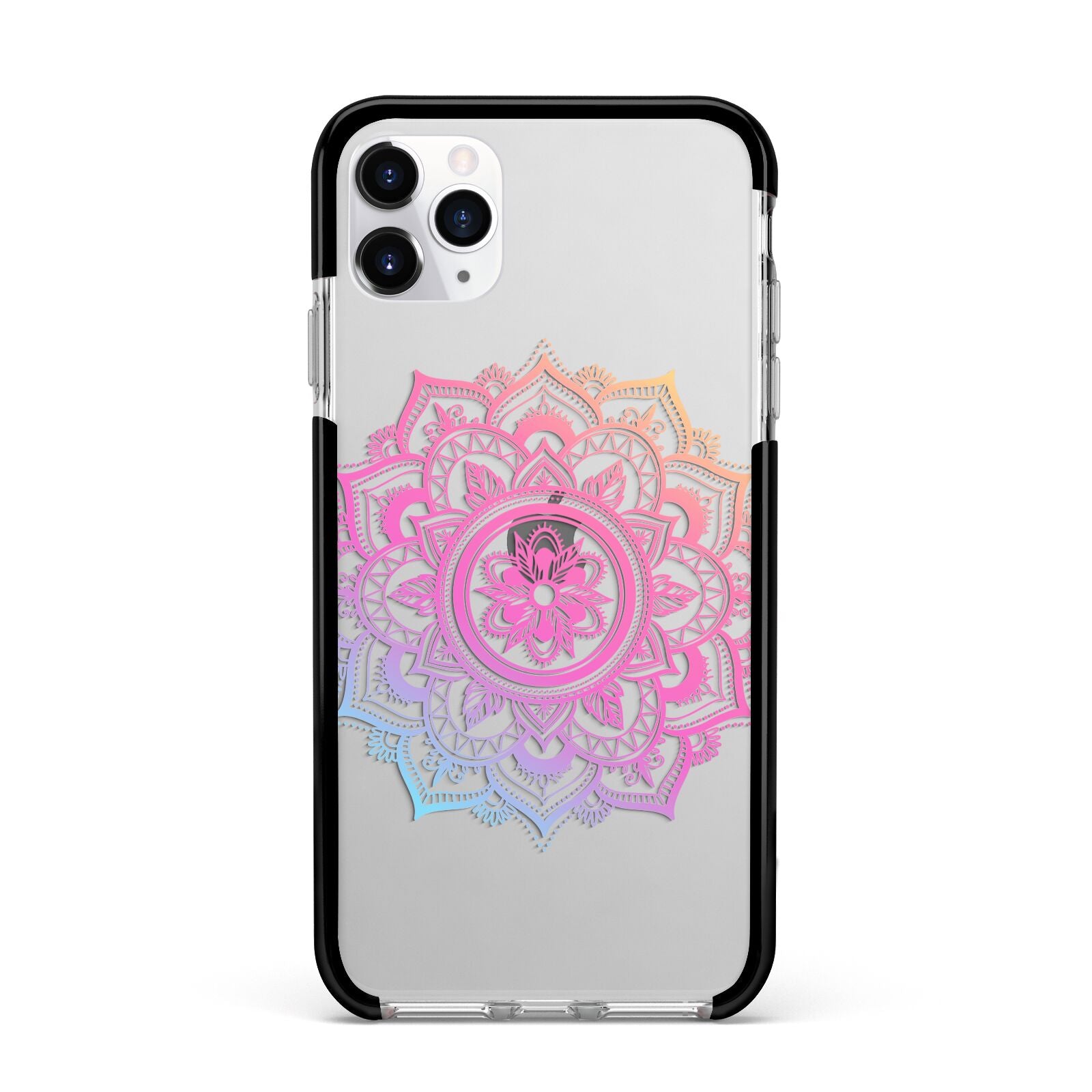 Rainbow Mandala Apple iPhone 11 Pro Max in Silver with Black Impact Case