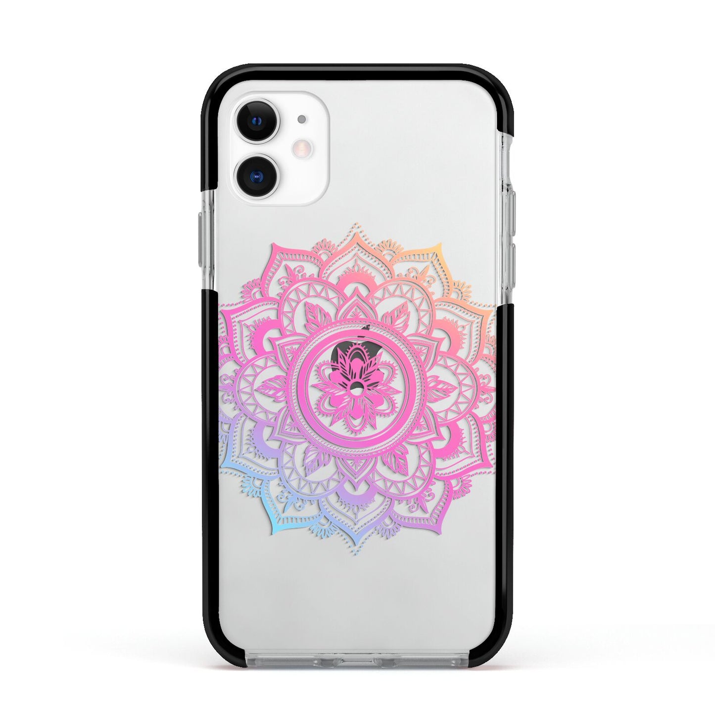 Rainbow Mandala Apple iPhone 11 in White with Black Impact Case