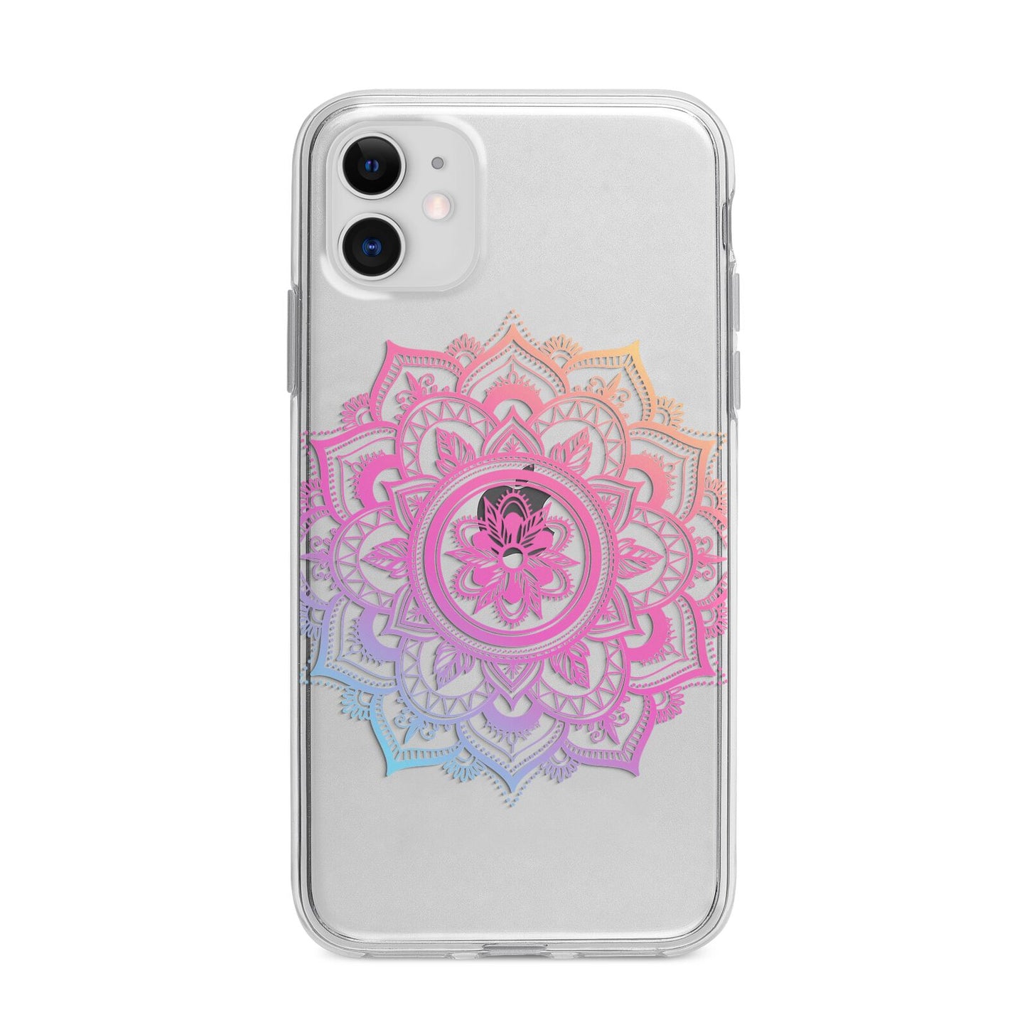 Rainbow Mandala Apple iPhone 11 in White with Bumper Case