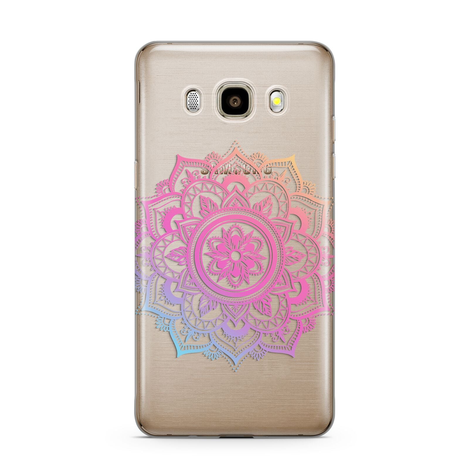 Rainbow Mandala Samsung Galaxy J7 2016 Case on gold phone