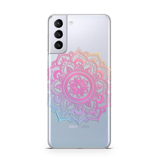 Rainbow Mandala Samsung S21 Plus Phone Case