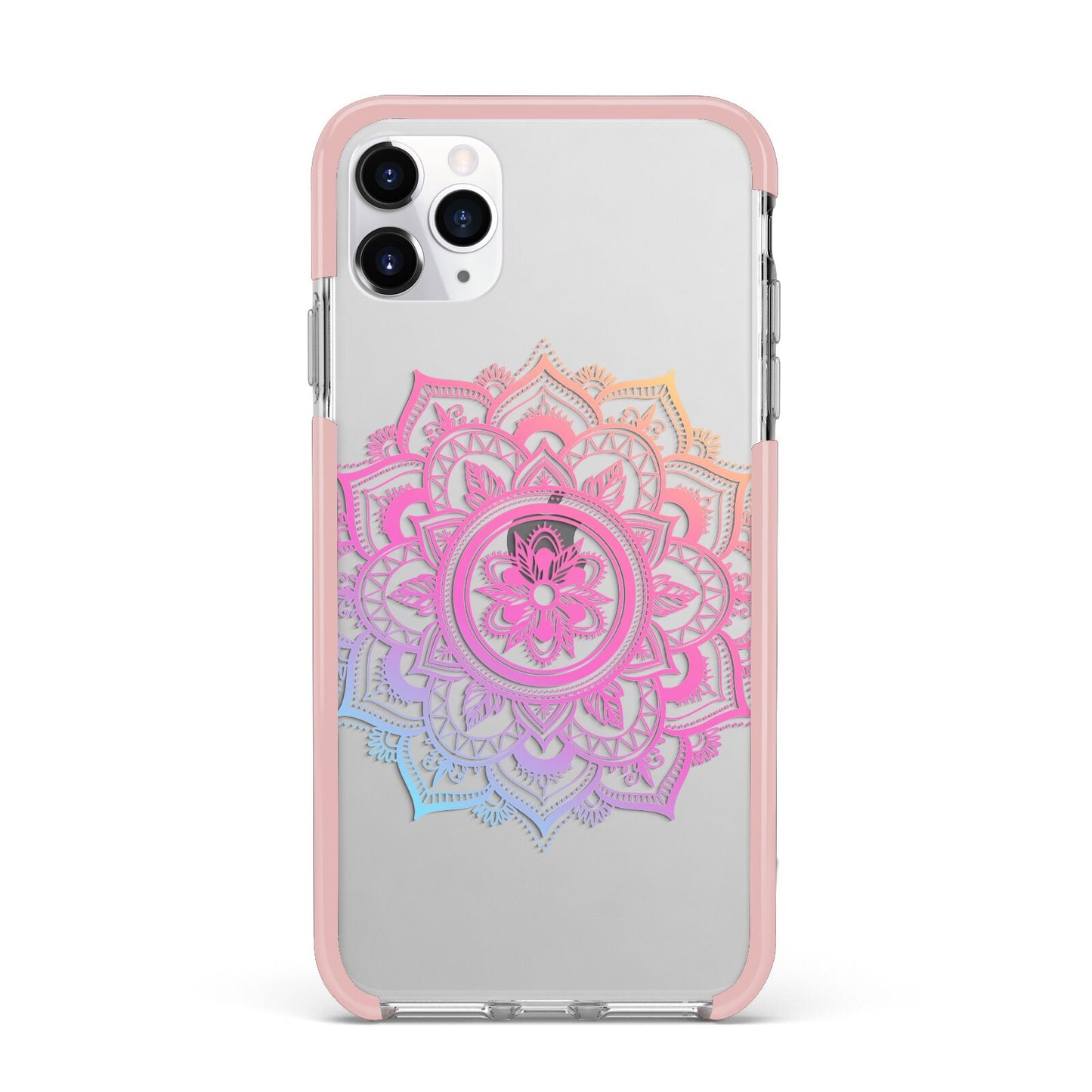 Rainbow Mandala iPhone 11 Pro Max Impact Pink Edge Case