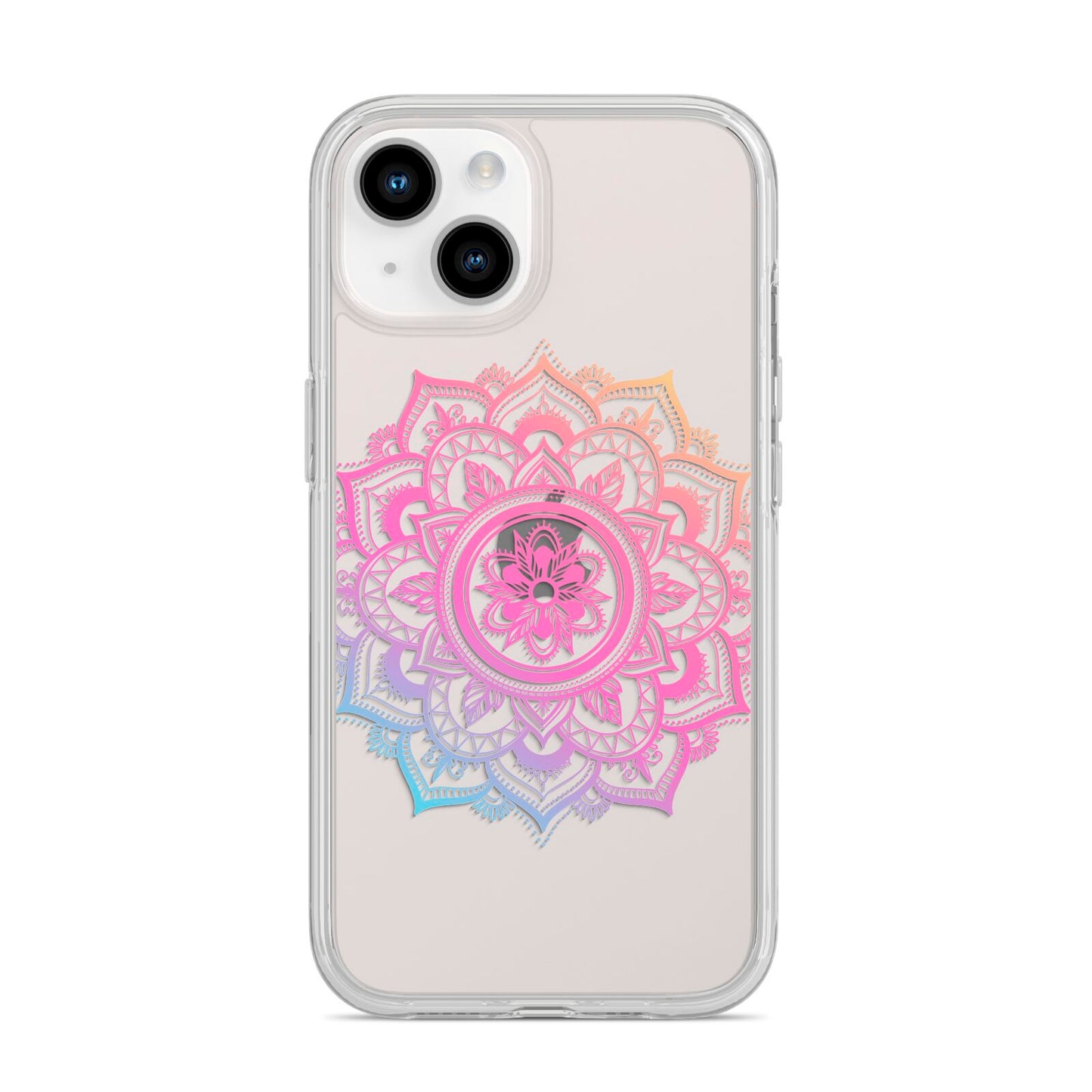 Rainbow Mandala iPhone 14 Clear Tough Case Starlight