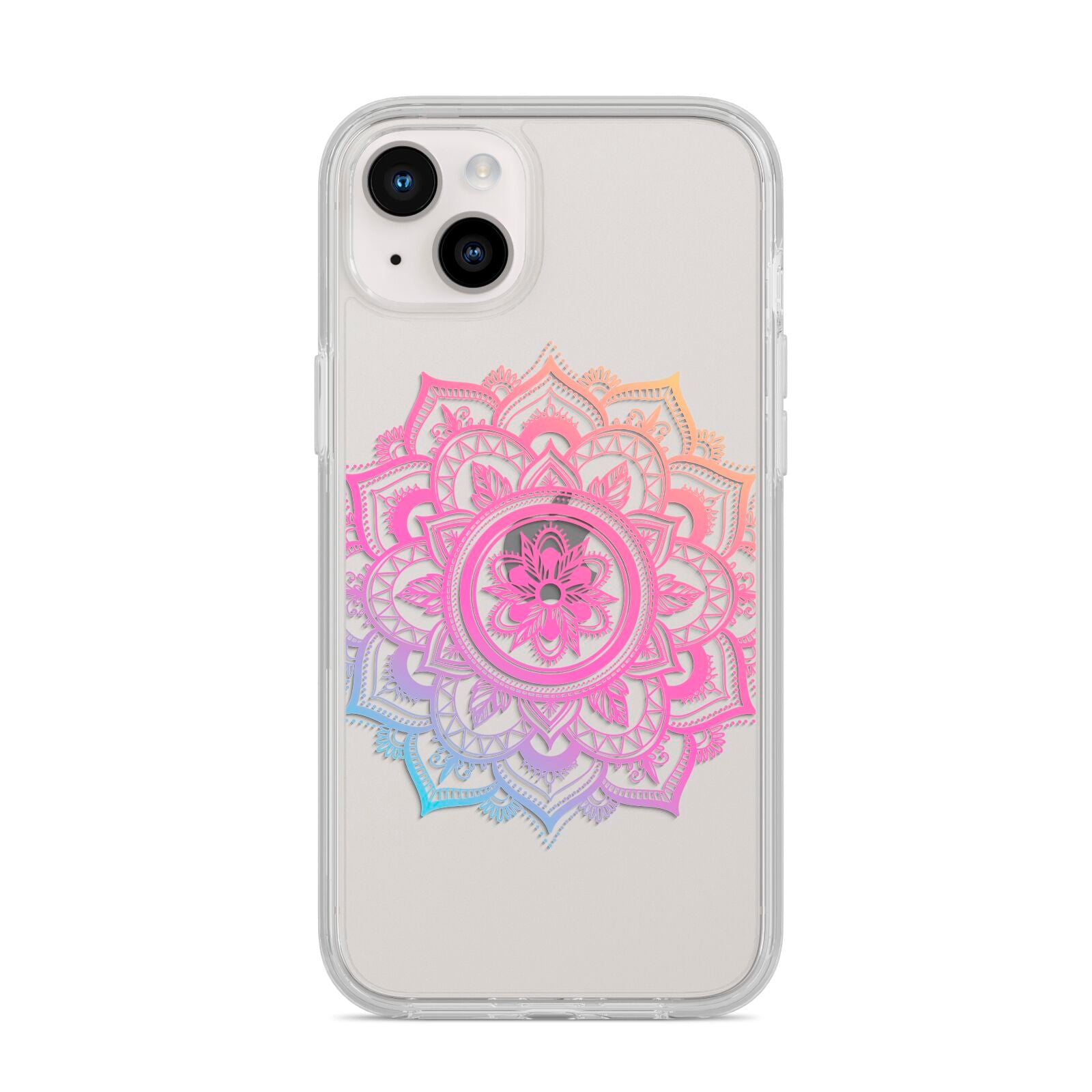 Rainbow Mandala iPhone 14 Plus Clear Tough Case Starlight