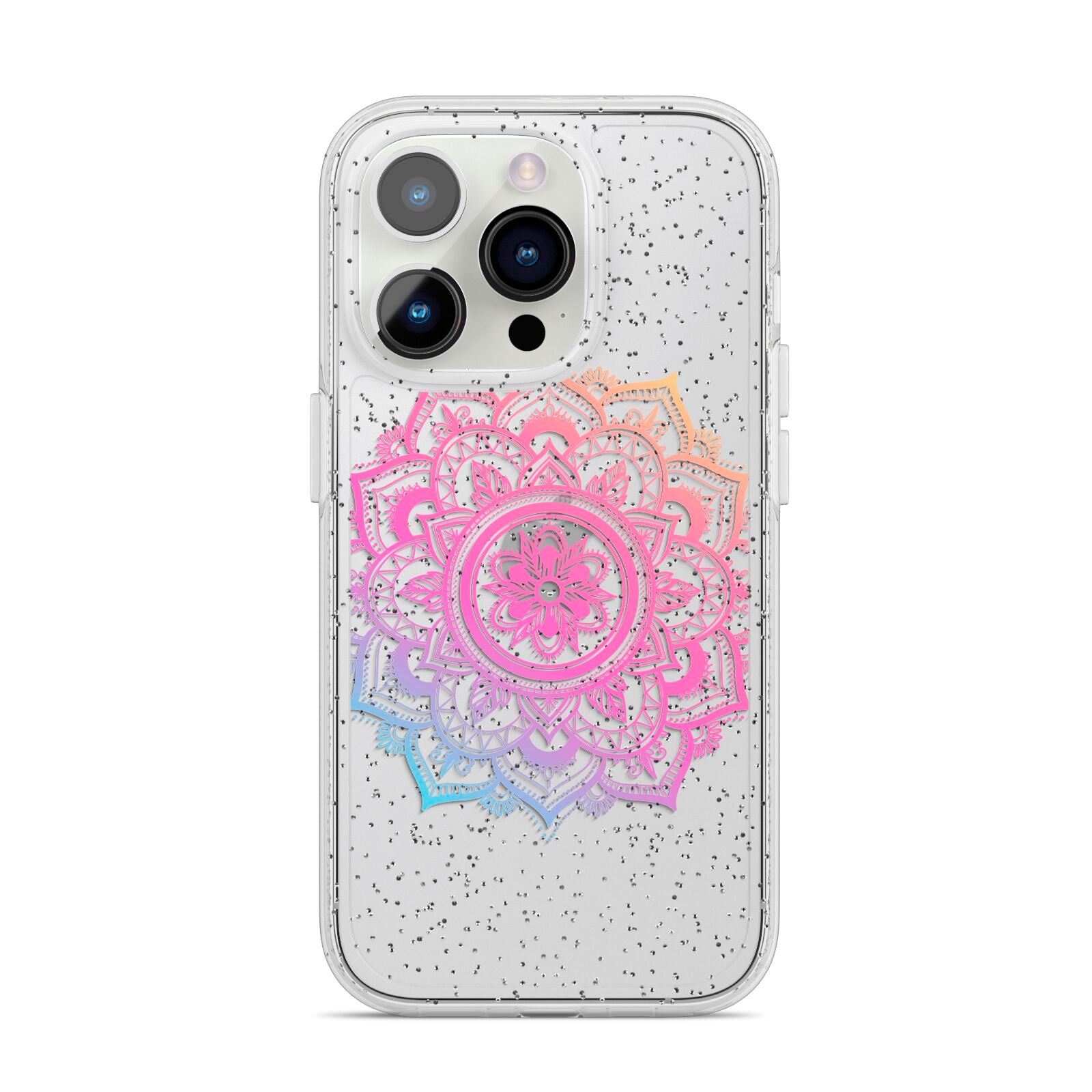 Rainbow Mandala iPhone 14 Pro Glitter Tough Case Silver