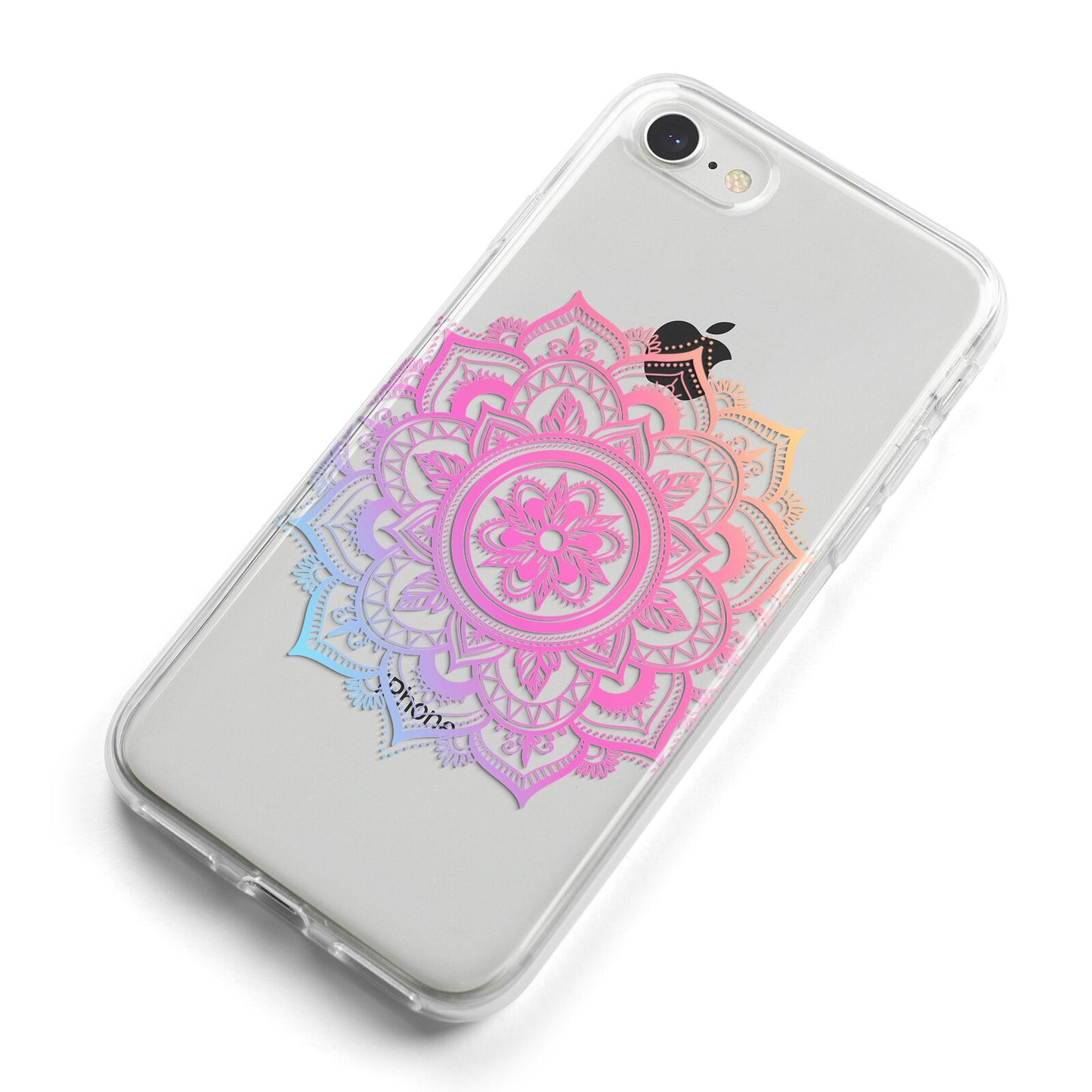 Rainbow Mandala iPhone 8 Bumper Case on Silver iPhone Alternative Image