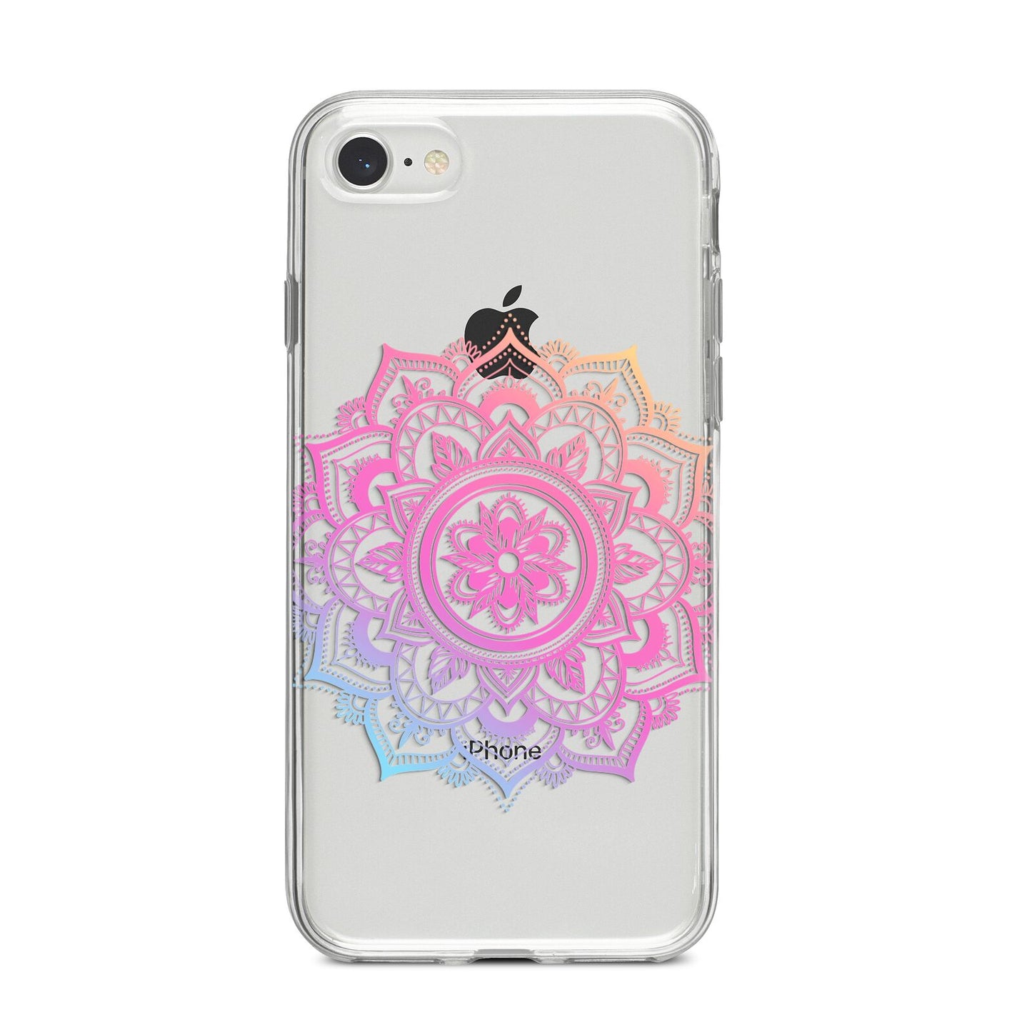 Rainbow Mandala iPhone 8 Bumper Case on Silver iPhone