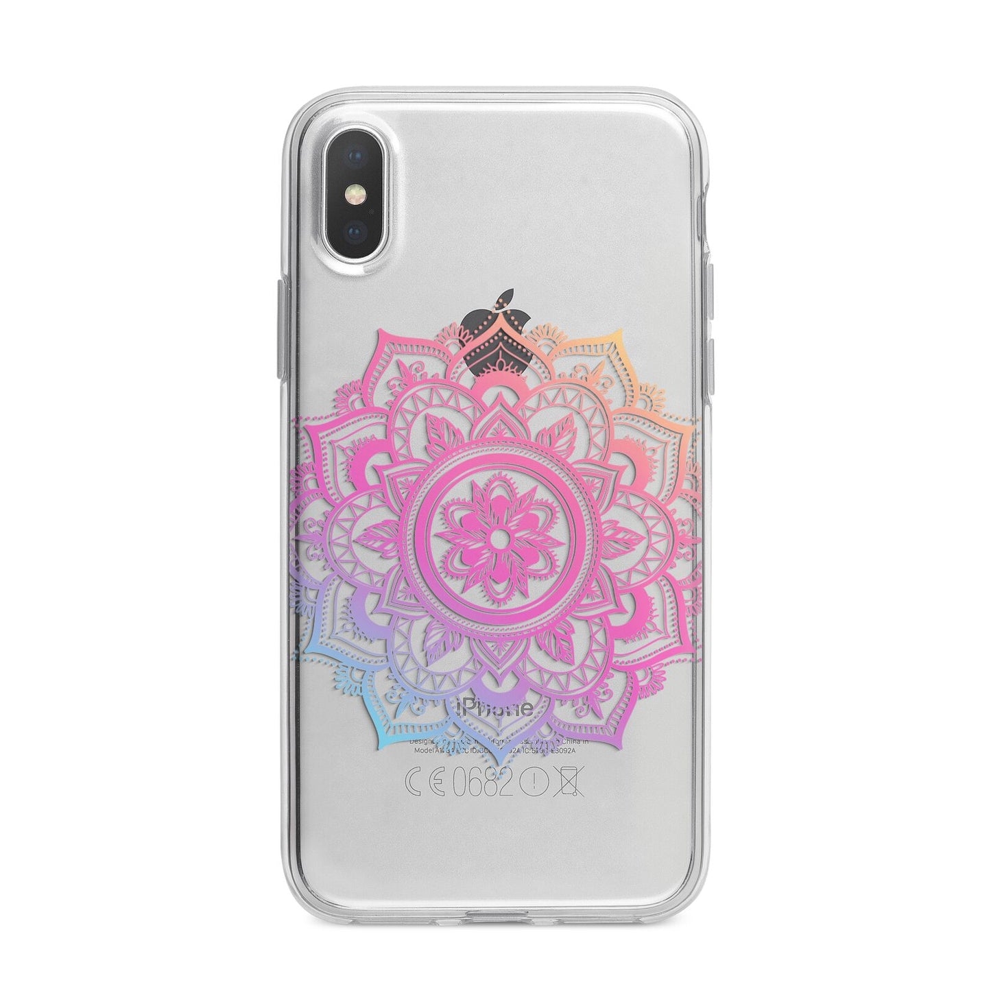 Rainbow Mandala iPhone X Bumper Case on Silver iPhone Alternative Image 1