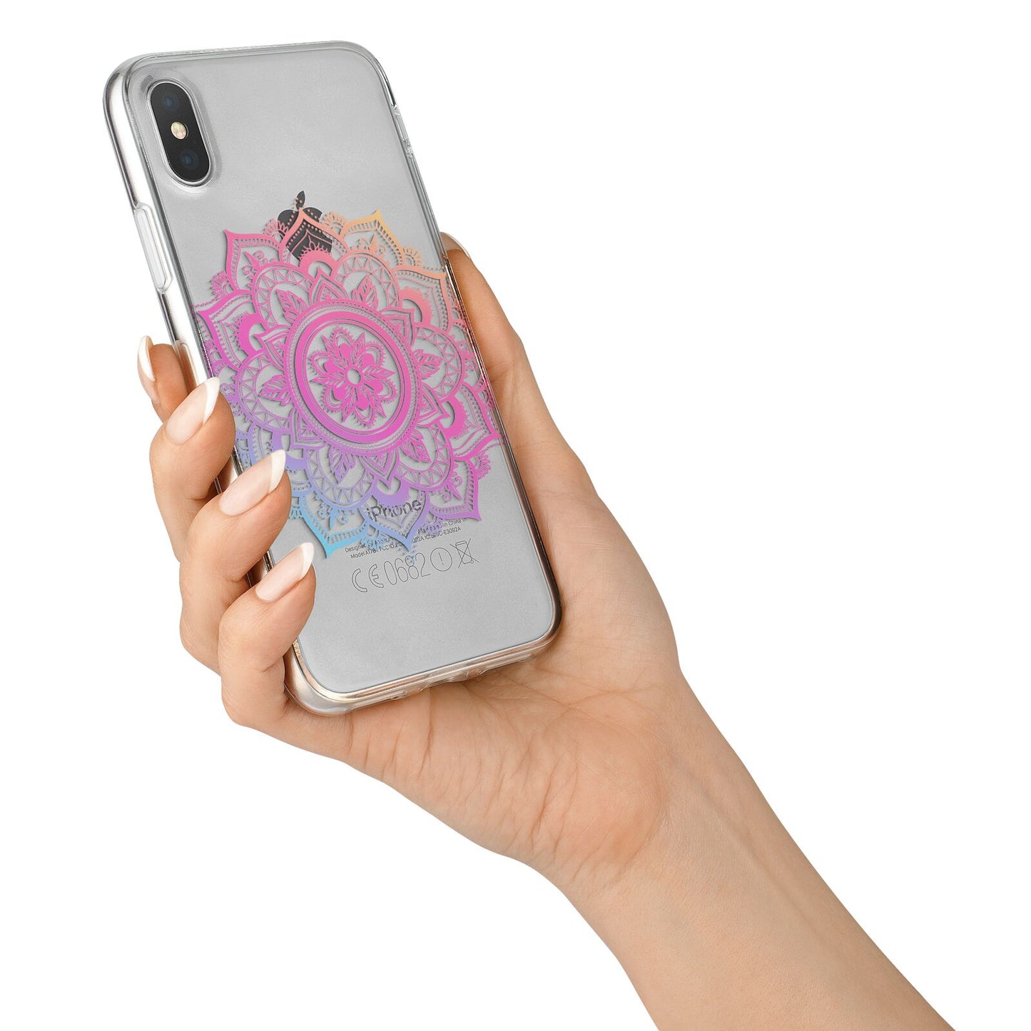 Rainbow Mandala iPhone X Bumper Case on Silver iPhone Alternative Image 2