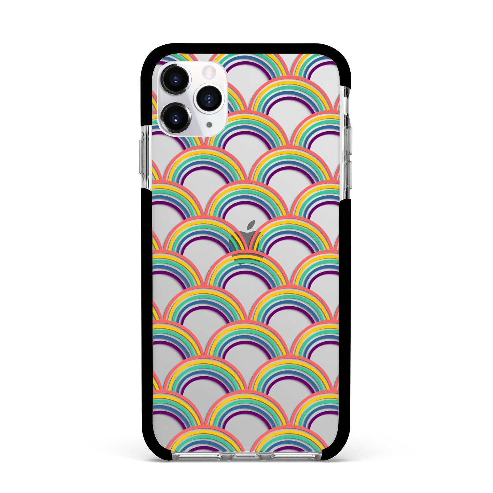 Rainbow Pattern Apple iPhone 11 Pro Max in Silver with Black Impact Case