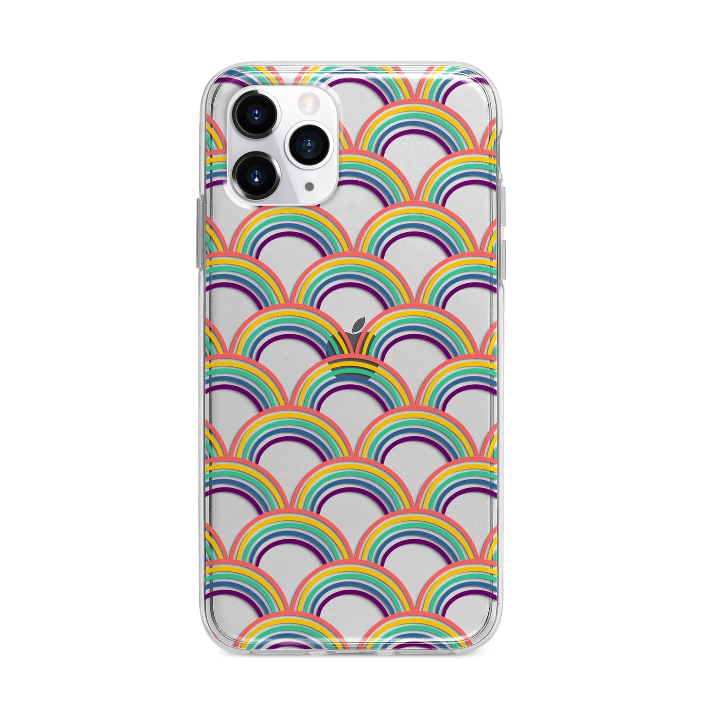 Rainbow Pattern Apple iPhone 11 Pro Max in Silver with Bumper Case