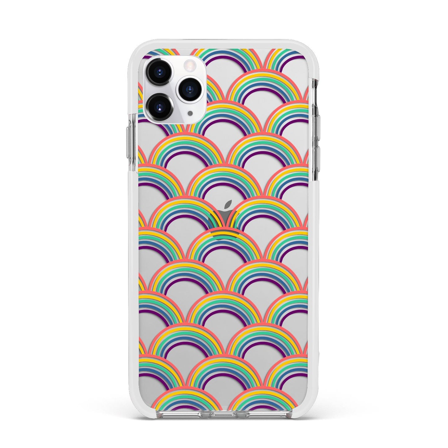 Rainbow Pattern Apple iPhone 11 Pro Max in Silver with White Impact Case