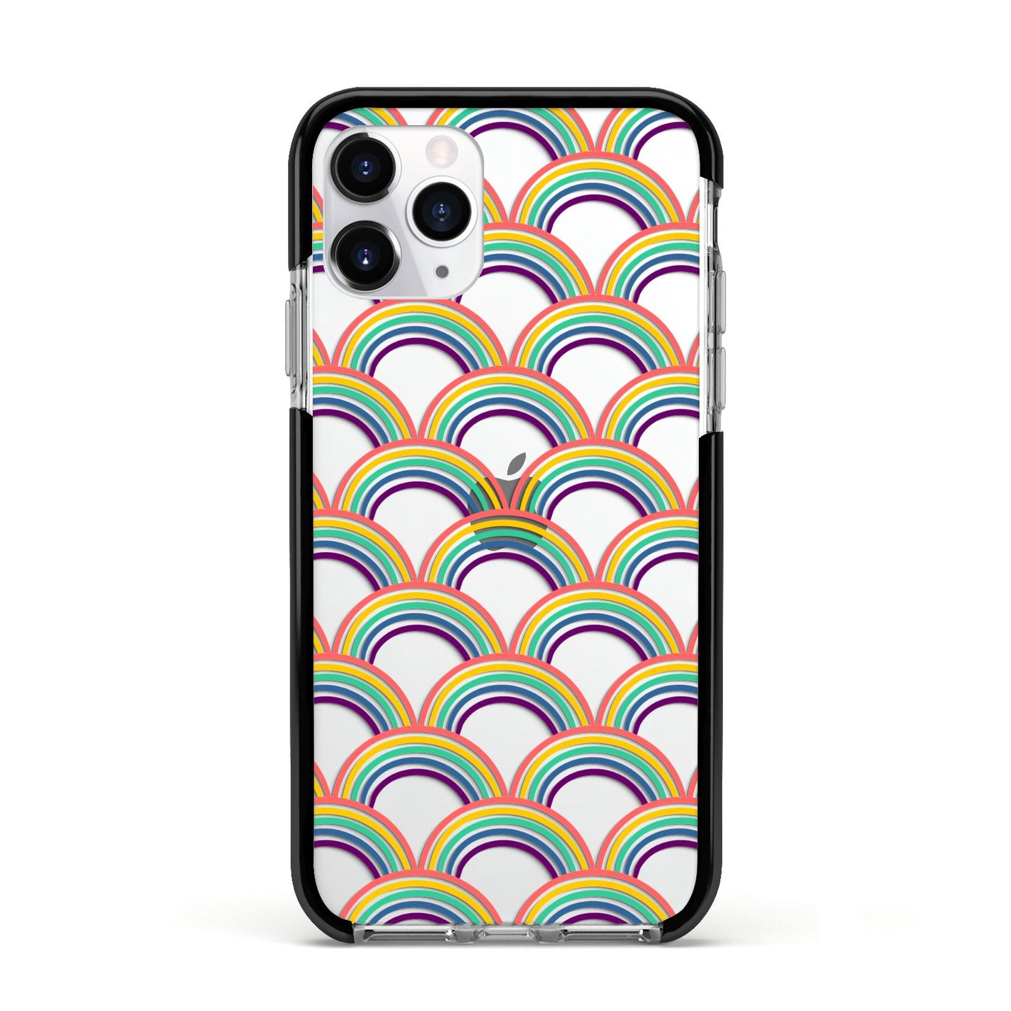 Rainbow Pattern Apple iPhone 11 Pro in Silver with Black Impact Case