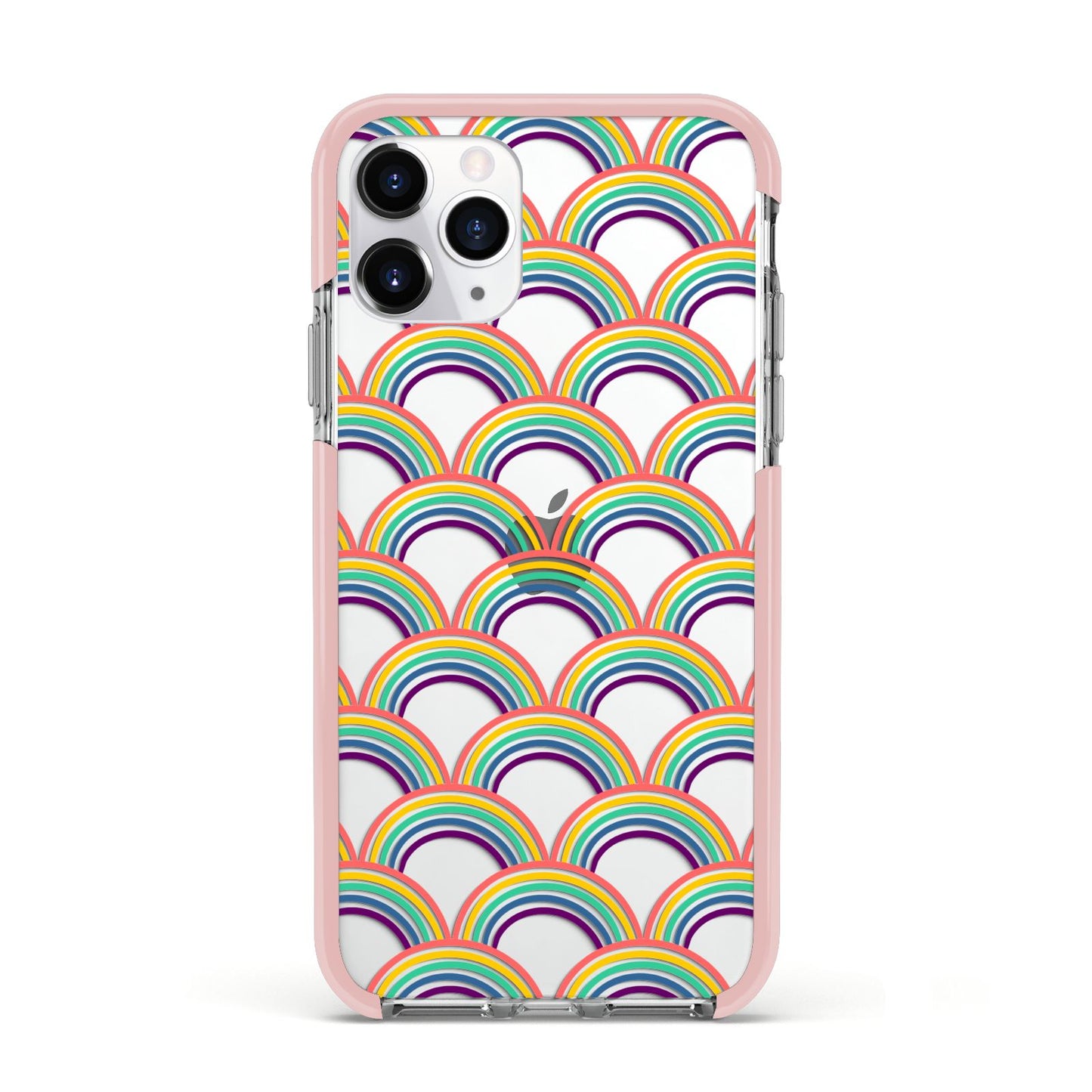 Rainbow Pattern Apple iPhone 11 Pro in Silver with Pink Impact Case