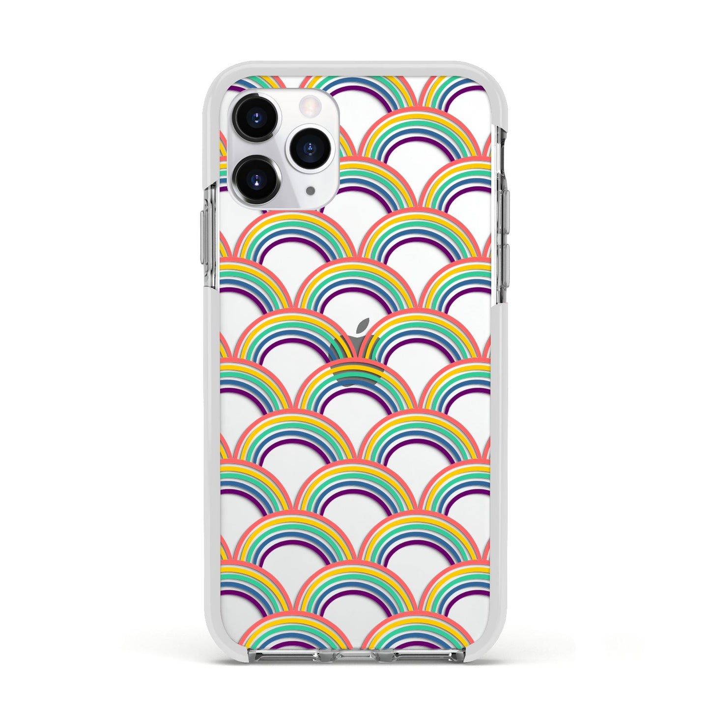 Rainbow Pattern Apple iPhone 11 Pro in Silver with White Impact Case