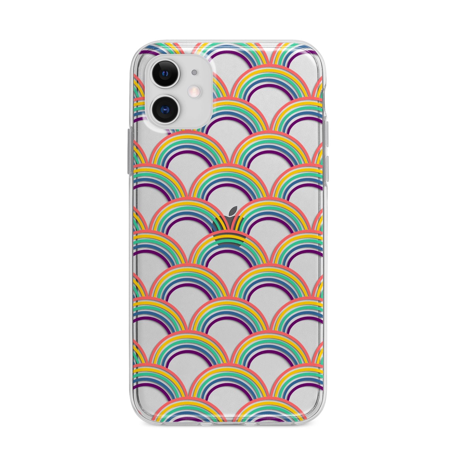 Rainbow Pattern Apple iPhone 11 in White with Bumper Case