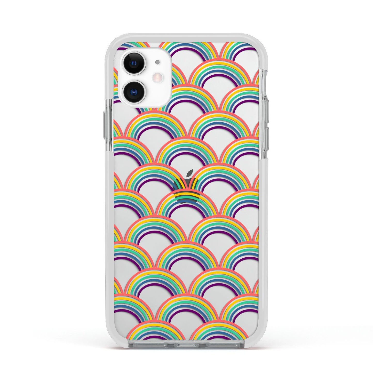 Rainbow Pattern Apple iPhone 11 in White with White Impact Case