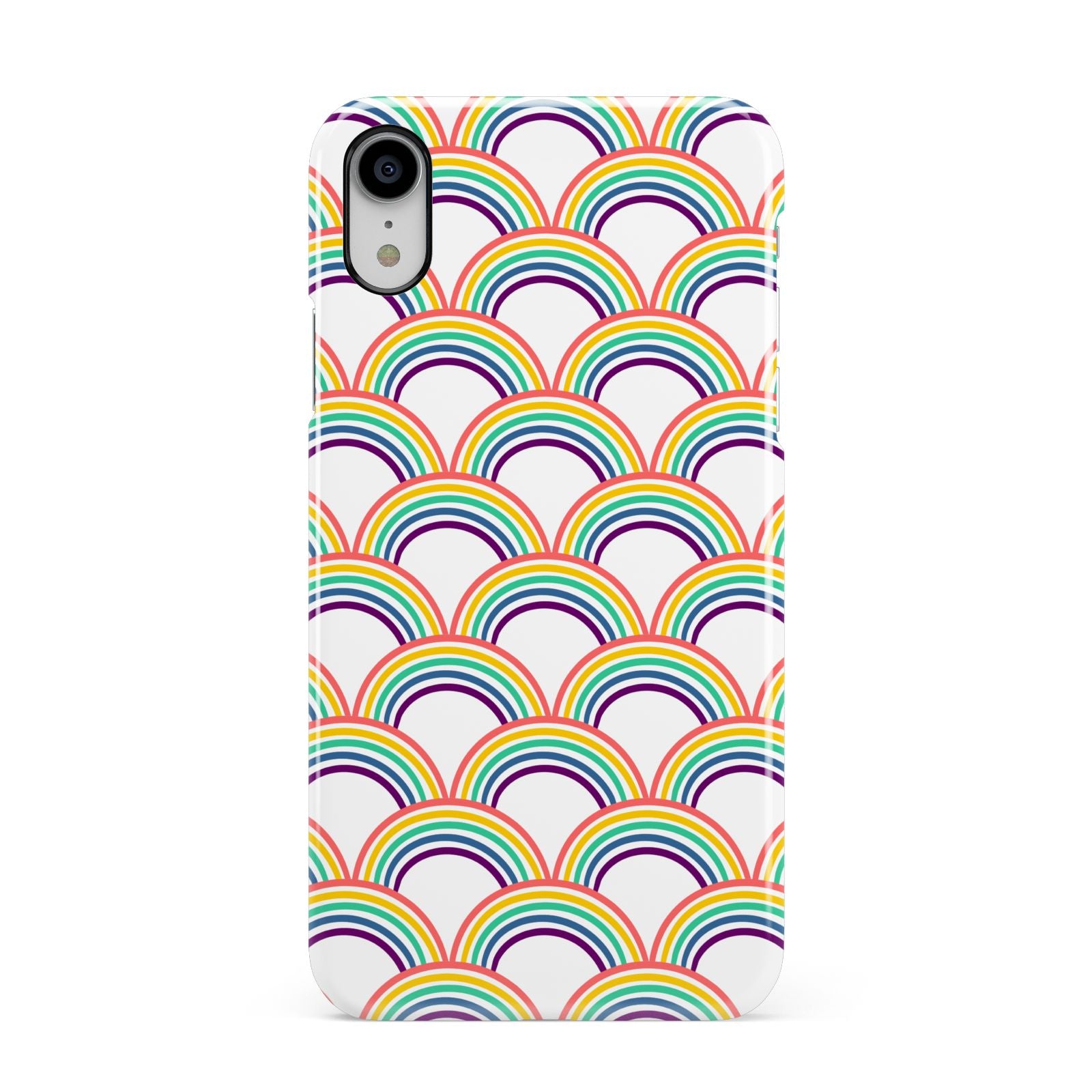 Rainbow Pattern Apple iPhone XR White 3D Snap Case