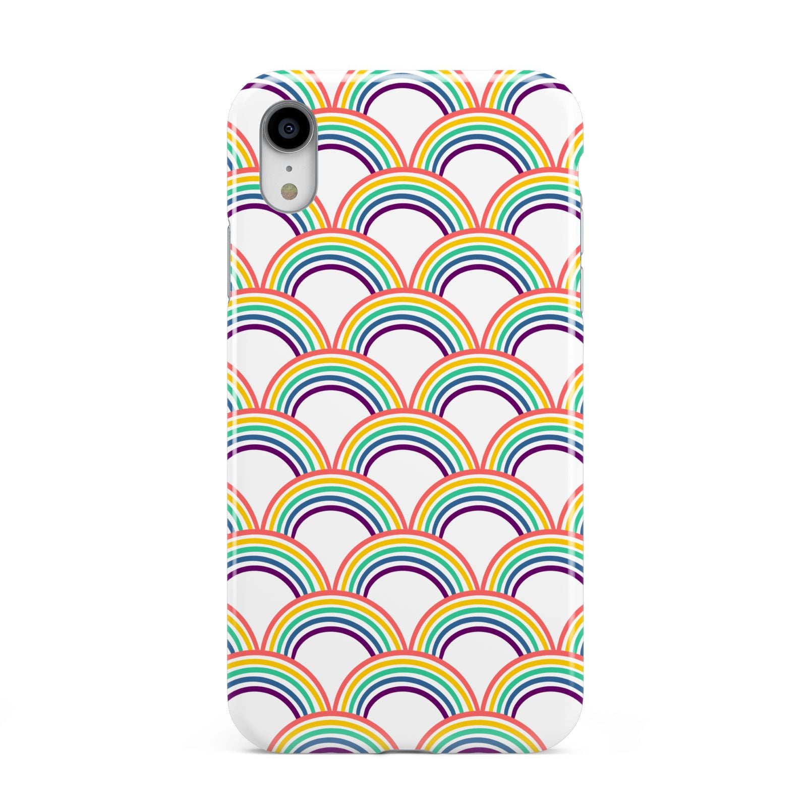 Rainbow Pattern Apple iPhone XR White 3D Tough Case