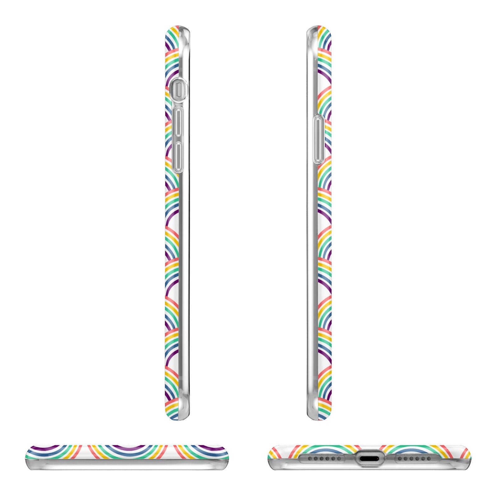 Rainbow Pattern Apple iPhone XR in White with 3D Wrap Tough Case Alternative Image Angles