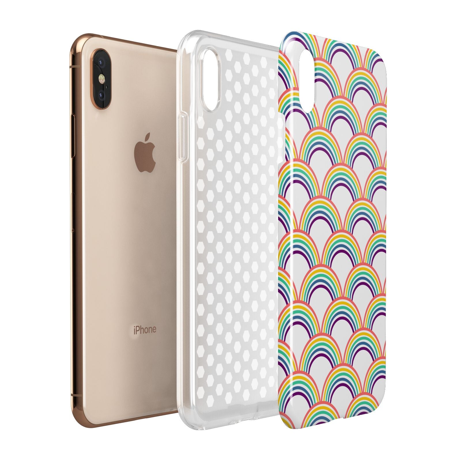 Rainbow Pattern Apple iPhone Xs Max 3D Tough Case Expanded View