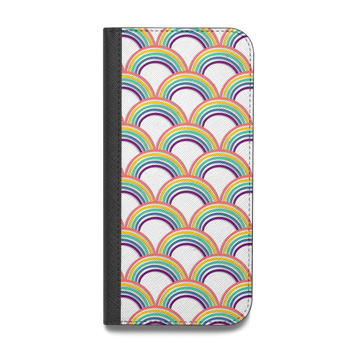 Rainbow Pattern Vegan Leather Flip iPhone Case