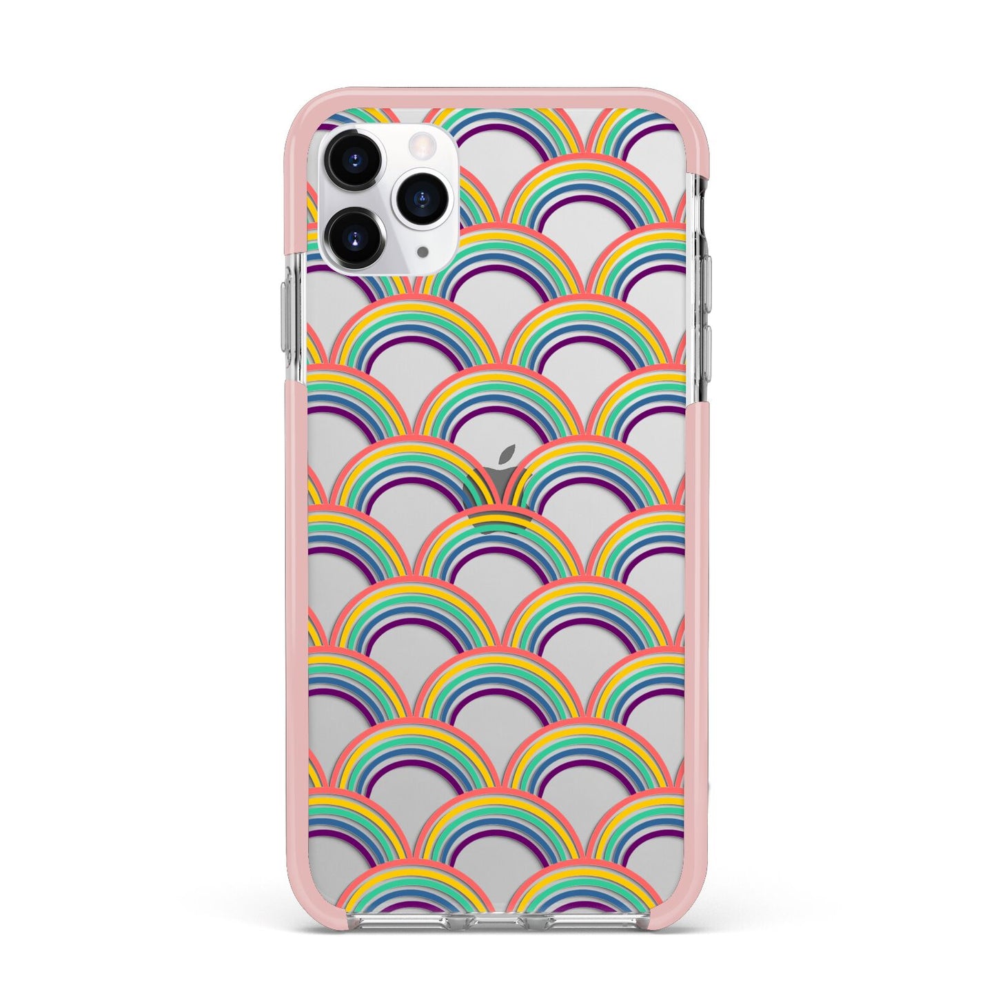 Rainbow Pattern iPhone 11 Pro Max Impact Pink Edge Case