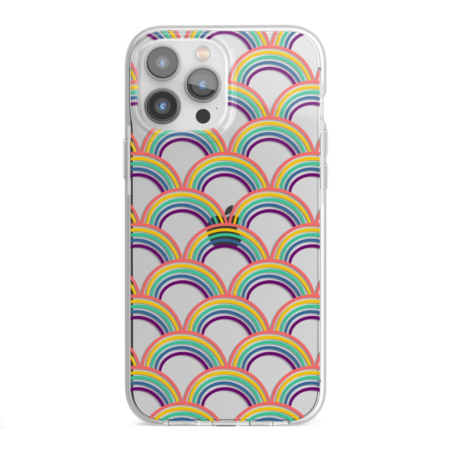 Rainbow Pattern iPhone 13 Pro Max TPU Impact Case with White Edges