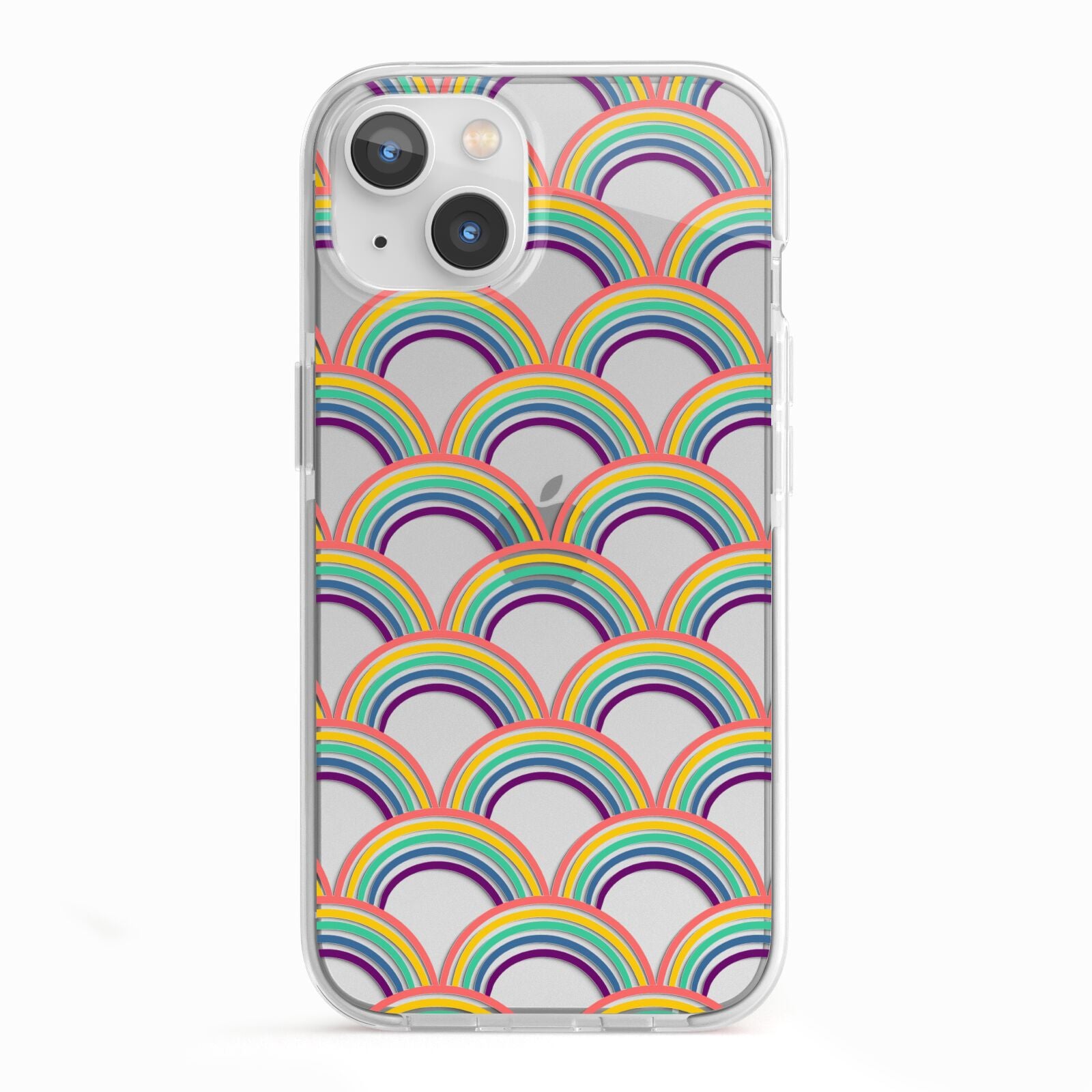 Rainbow Pattern iPhone 13 TPU Impact Case with White Edges