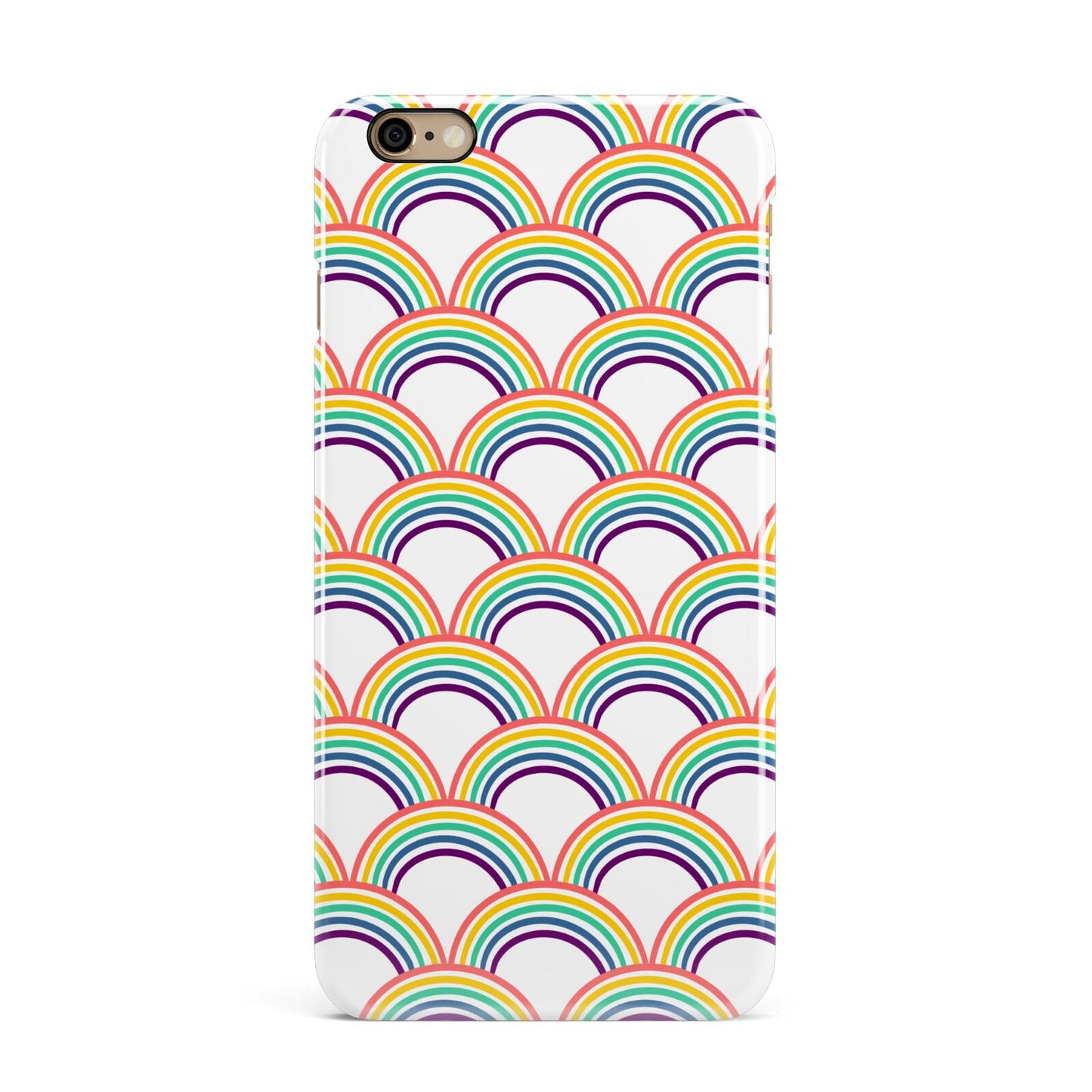 Rainbow Pattern iPhone 6 Plus 3D Snap Case on Gold Phone