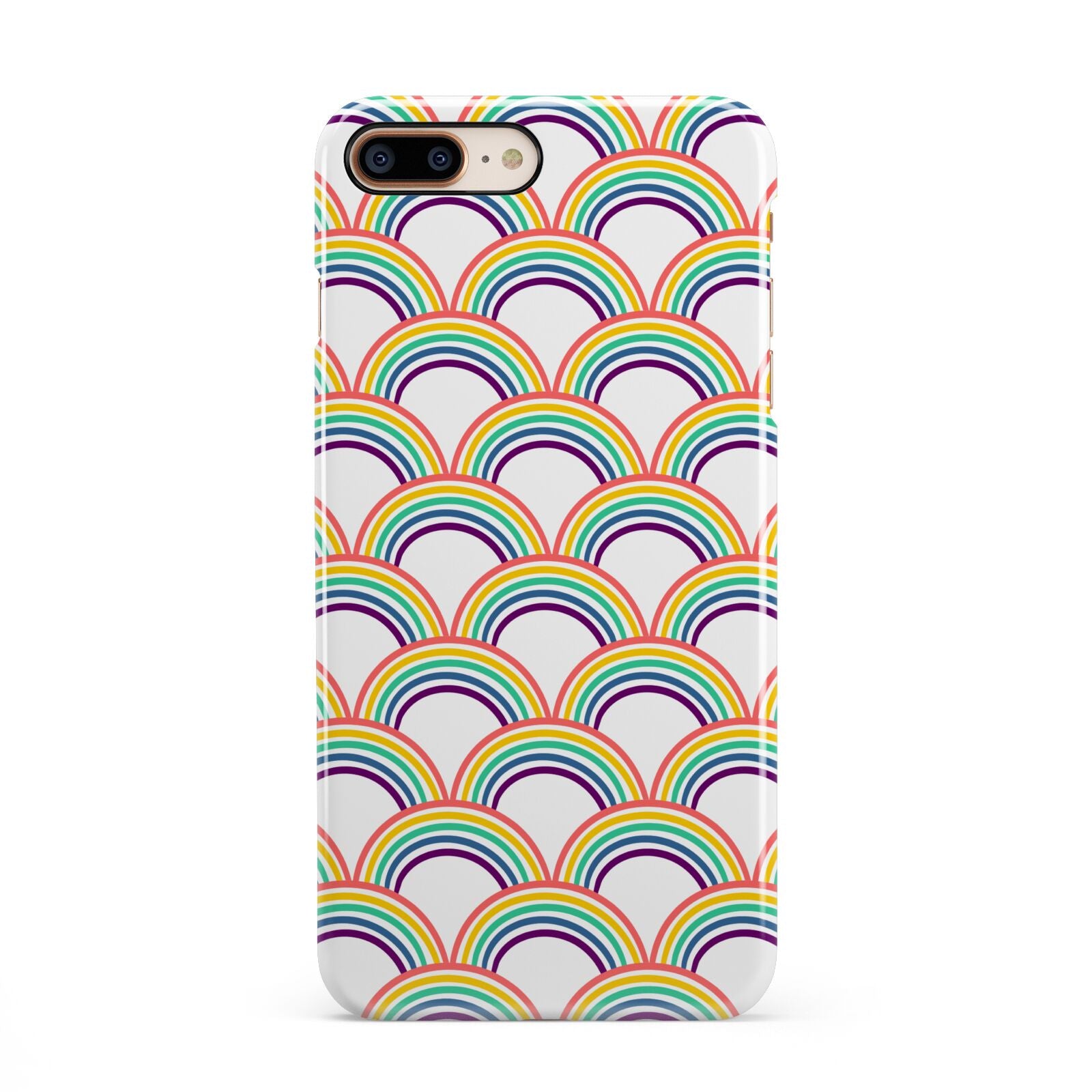 Rainbow Pattern iPhone 8 Plus 3D Snap Case on Gold Phone