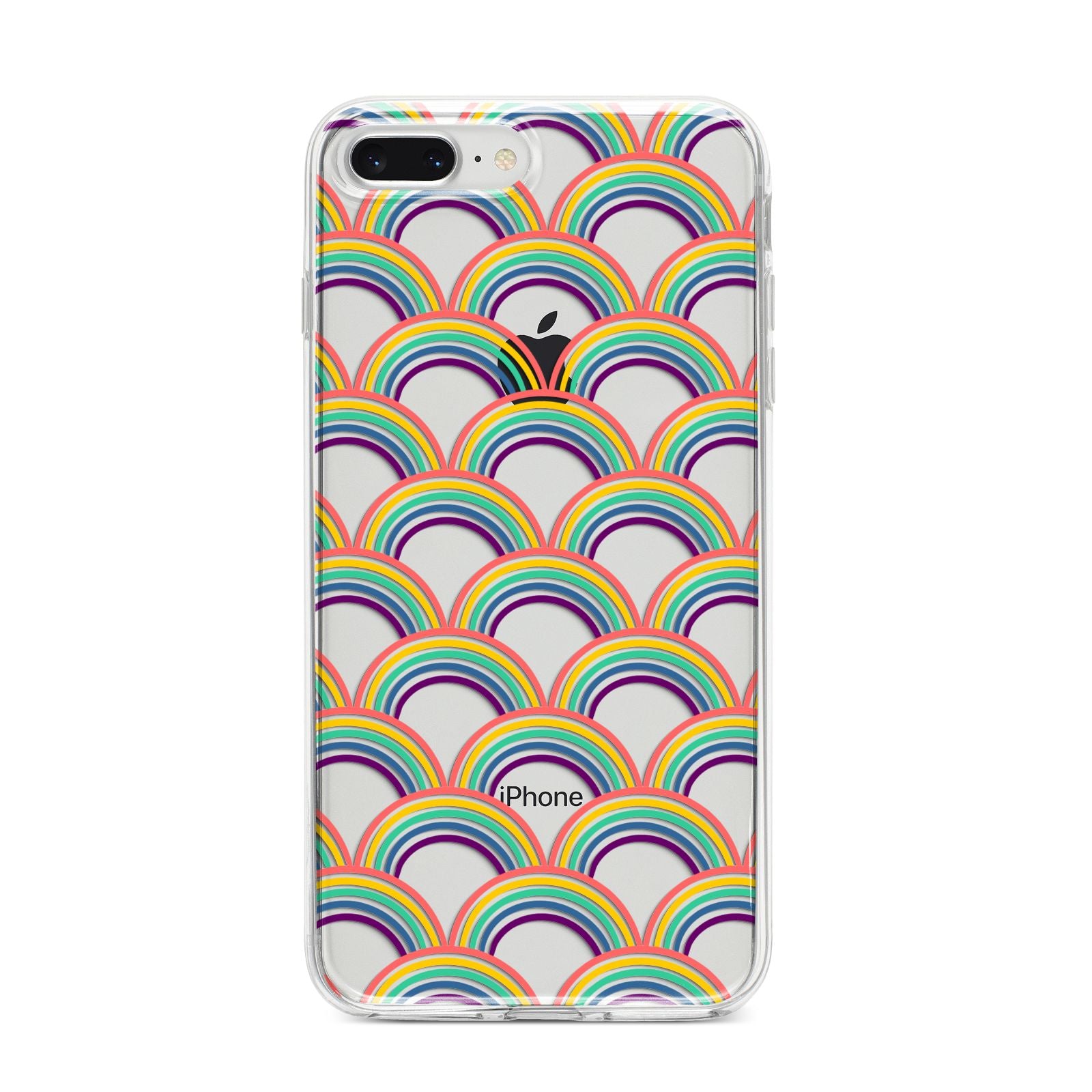 Rainbow Pattern iPhone 8 Plus Bumper Case on Silver iPhone