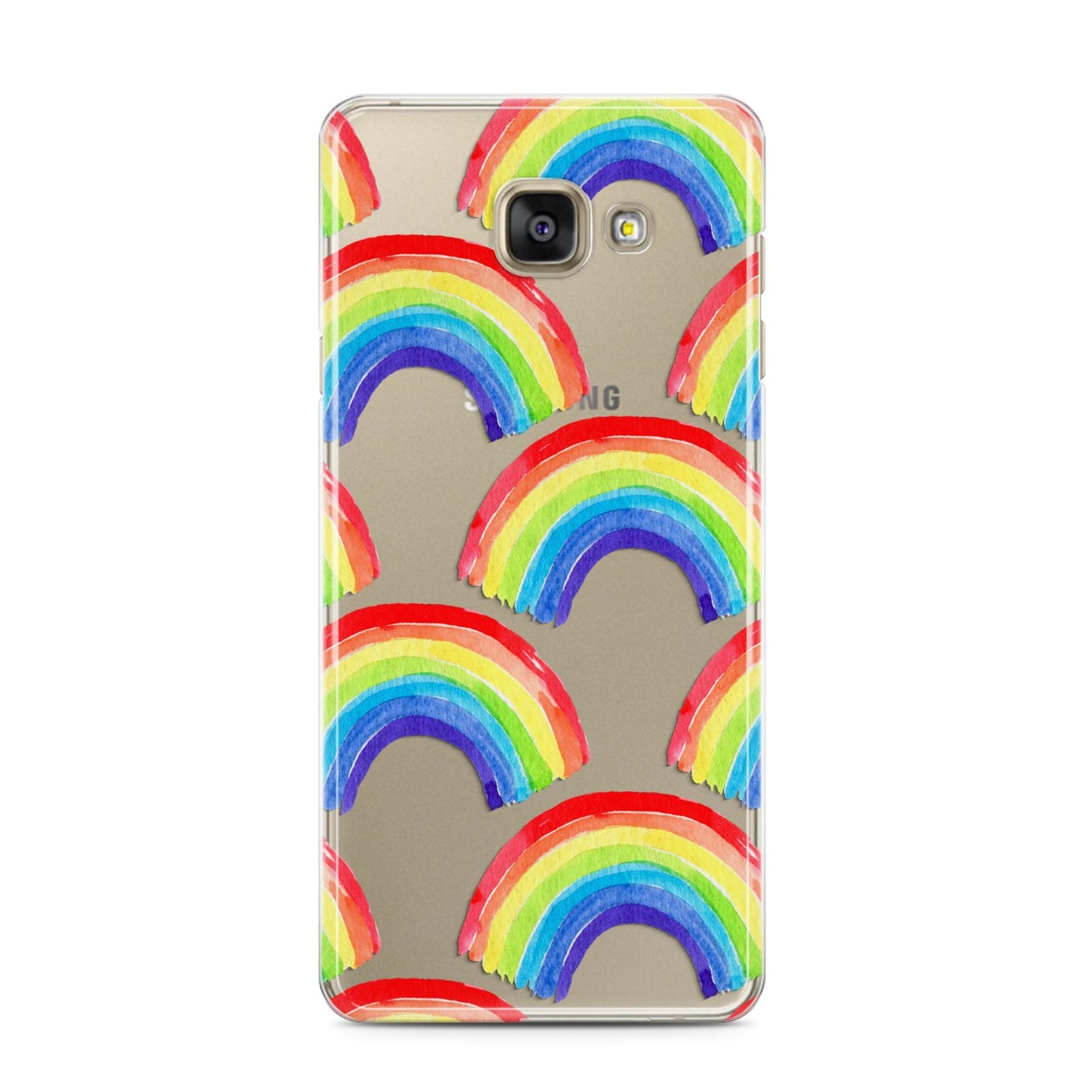 Rainbow Samsung Galaxy A3 2016 Case on gold phone