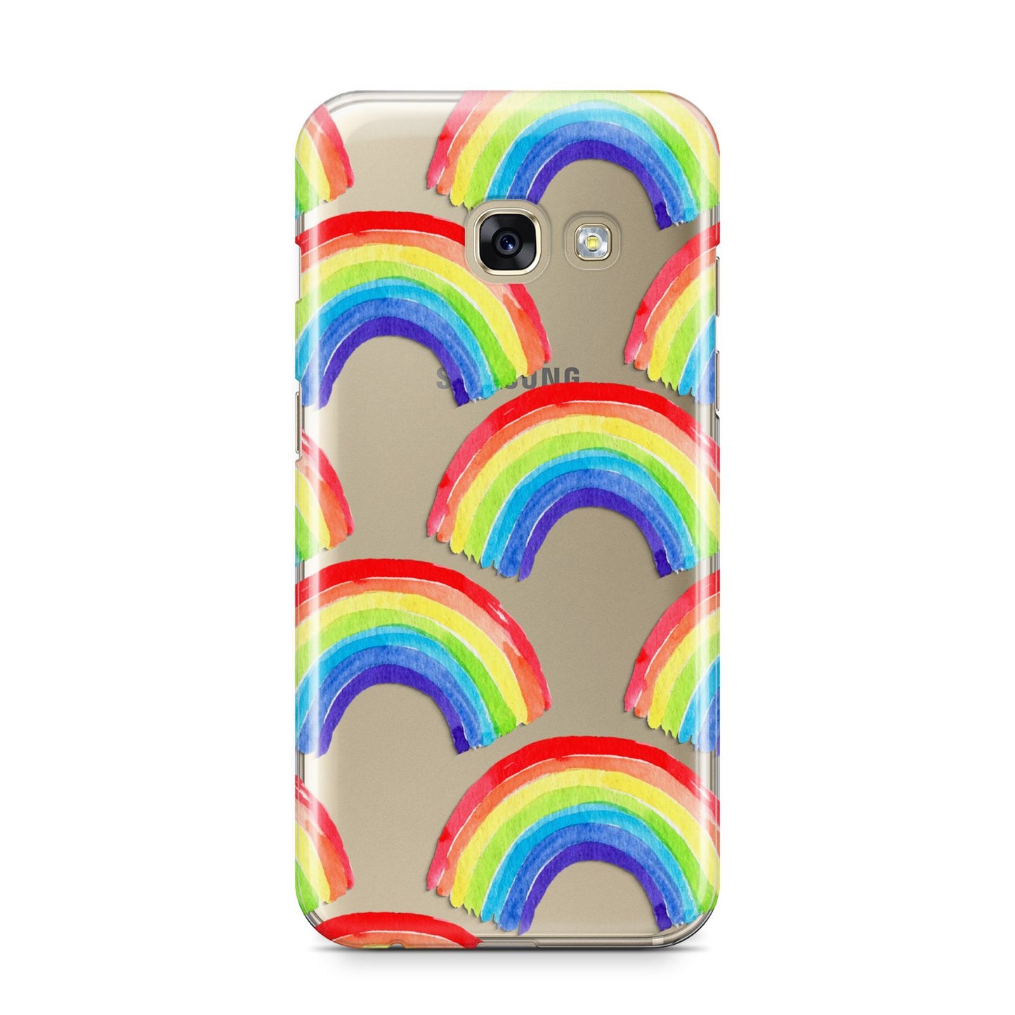 Rainbow Samsung Galaxy A3 2017 Case on gold phone